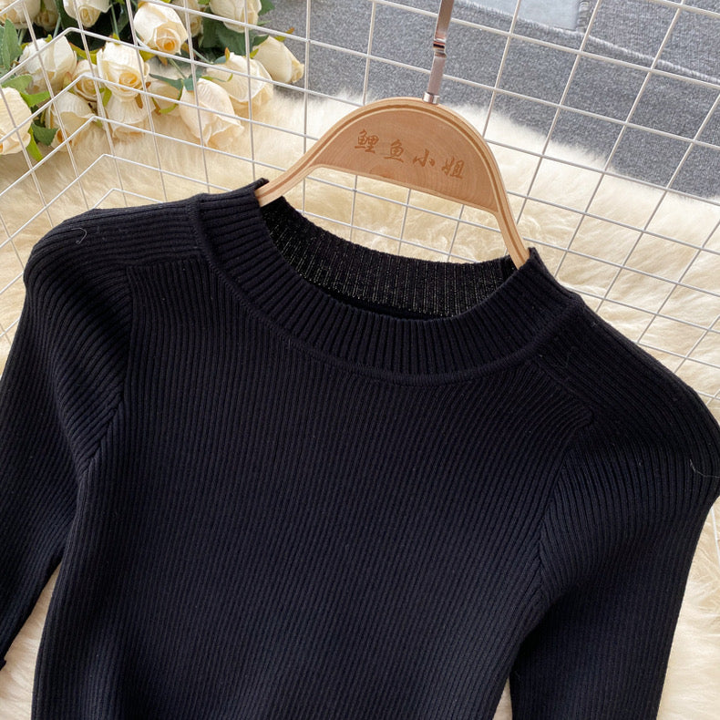 knitted stitching gradient pleated dress