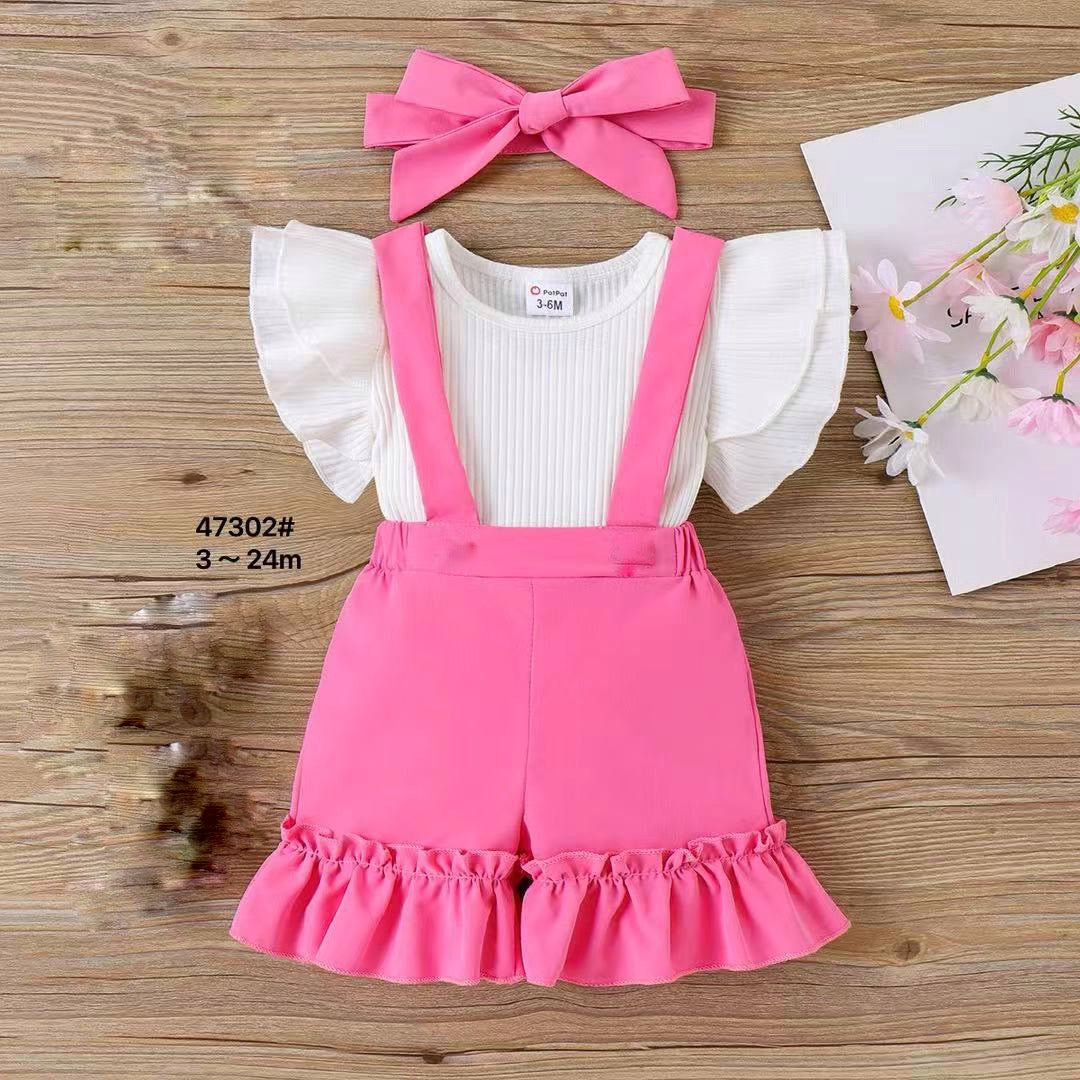 Pant style romper , top, headband