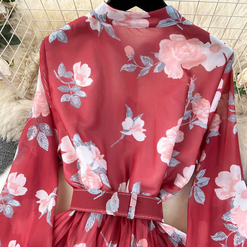 Floral chiffon georgette midi gown