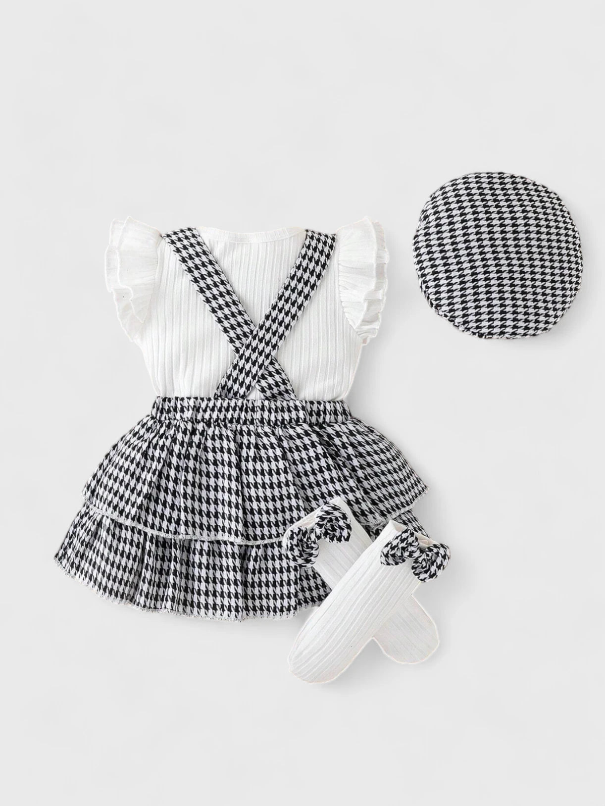 Skirt , top , hat , socks combo