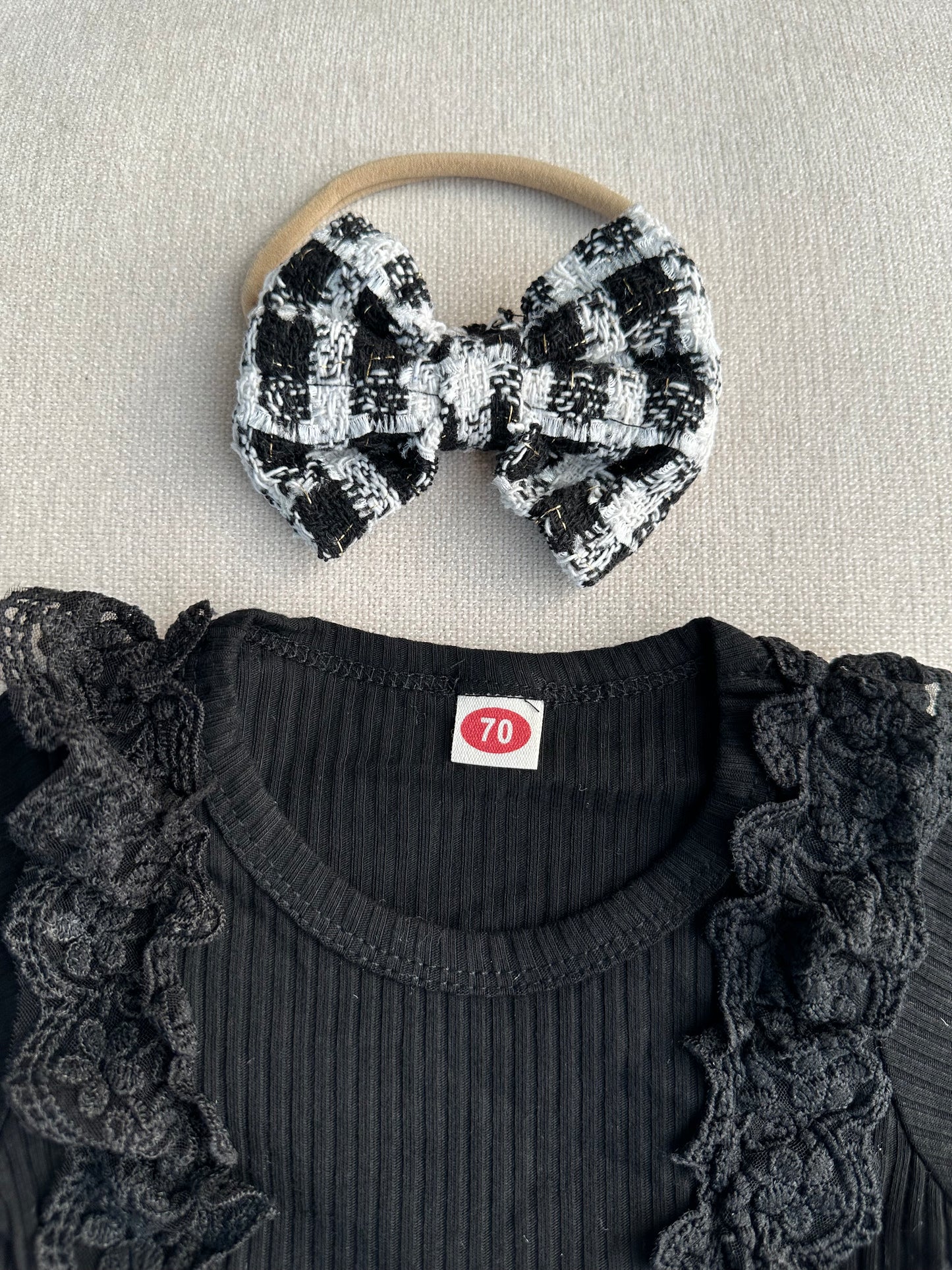 Tweed romper set with headband