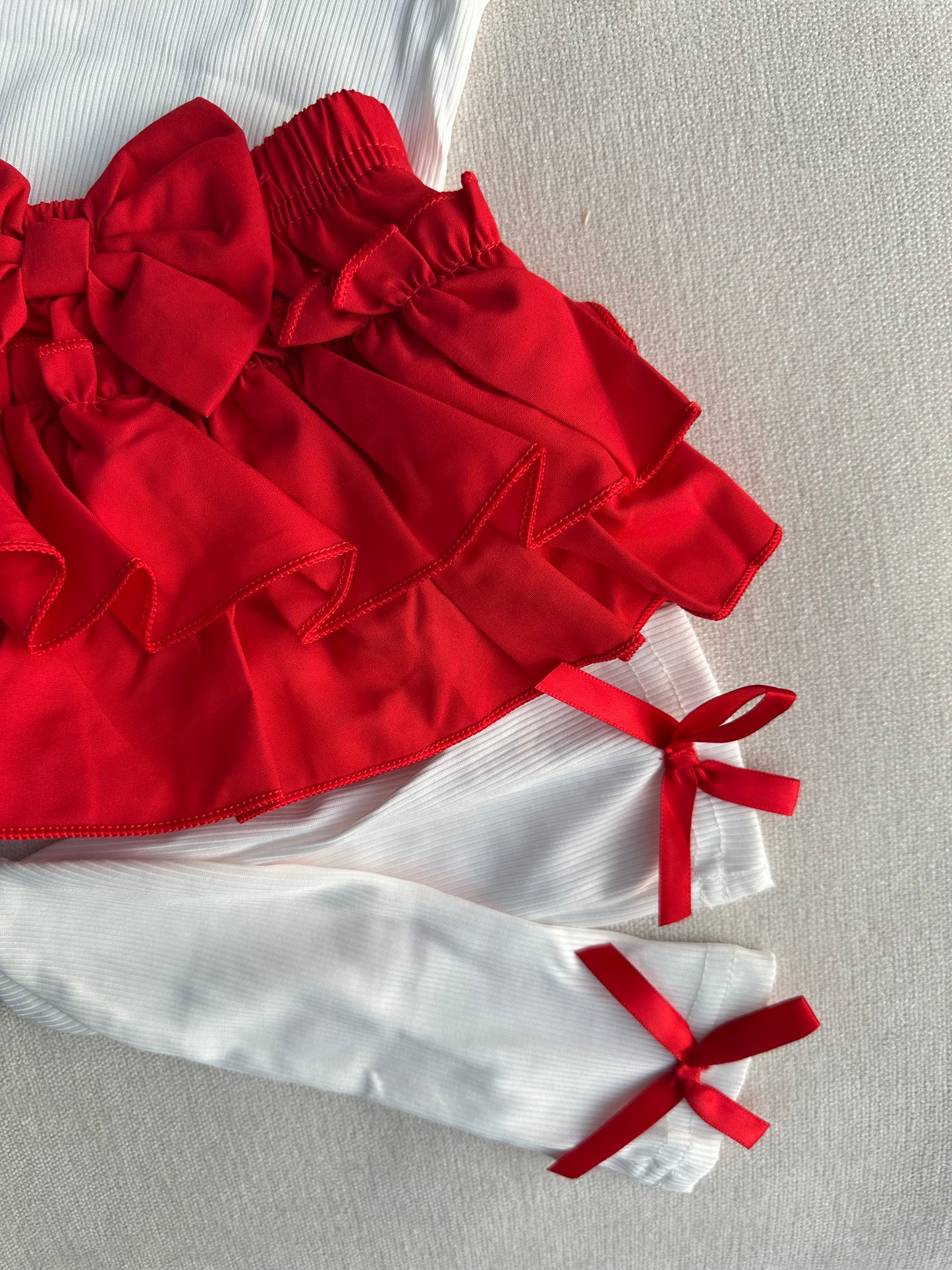 Strawberry romper skirt & socks & headband set