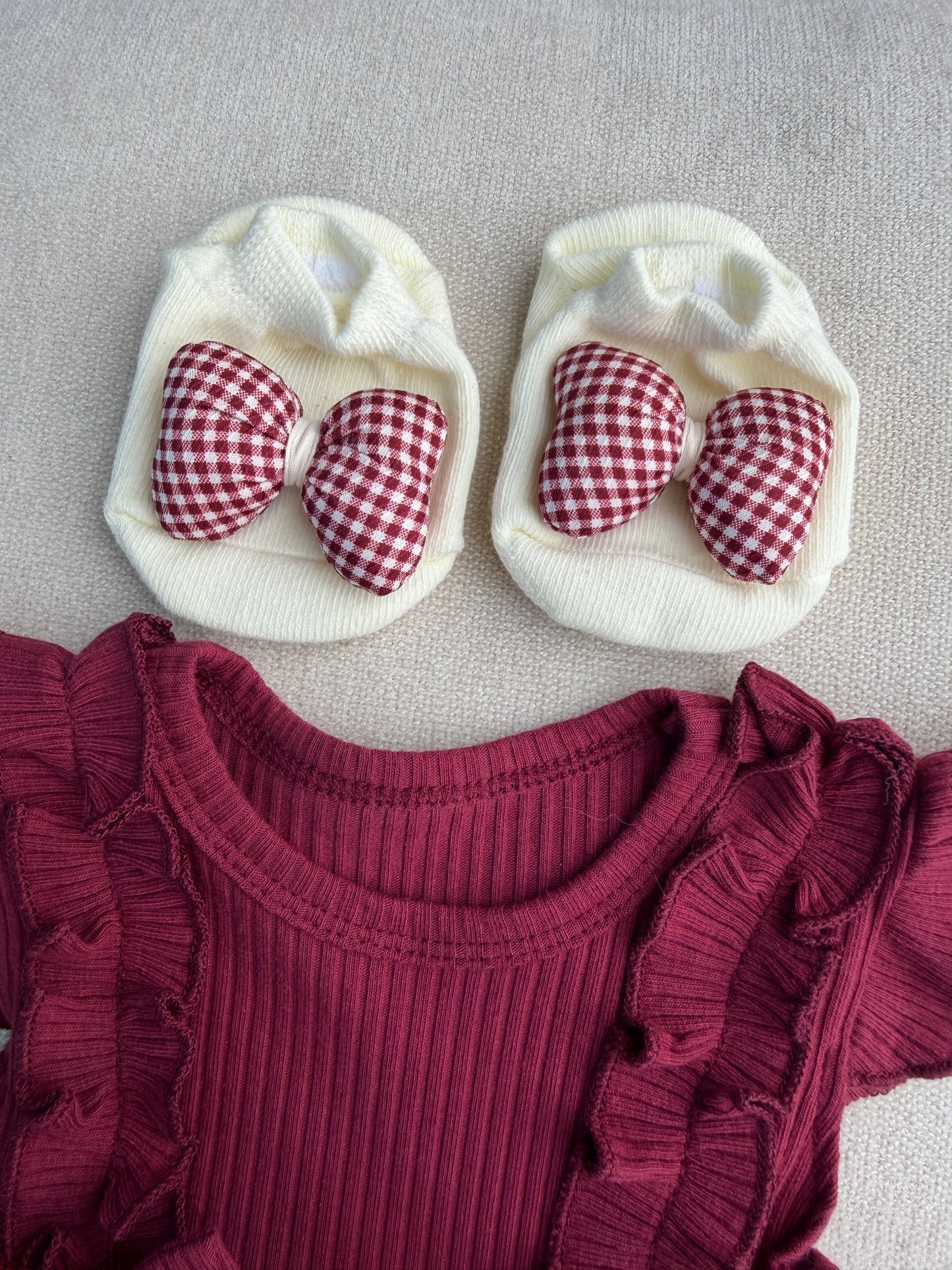 Berry Royale Ruffle Dress with socks