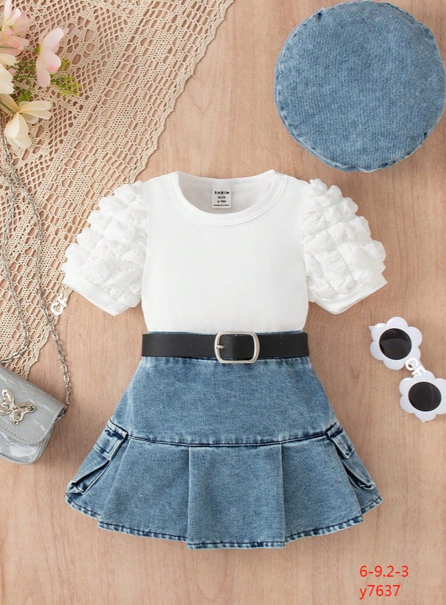 Denim skirt , top & hat (no belt)