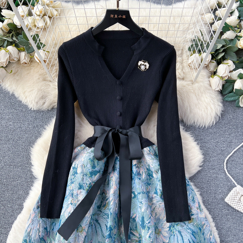 knitted & jacquard dress