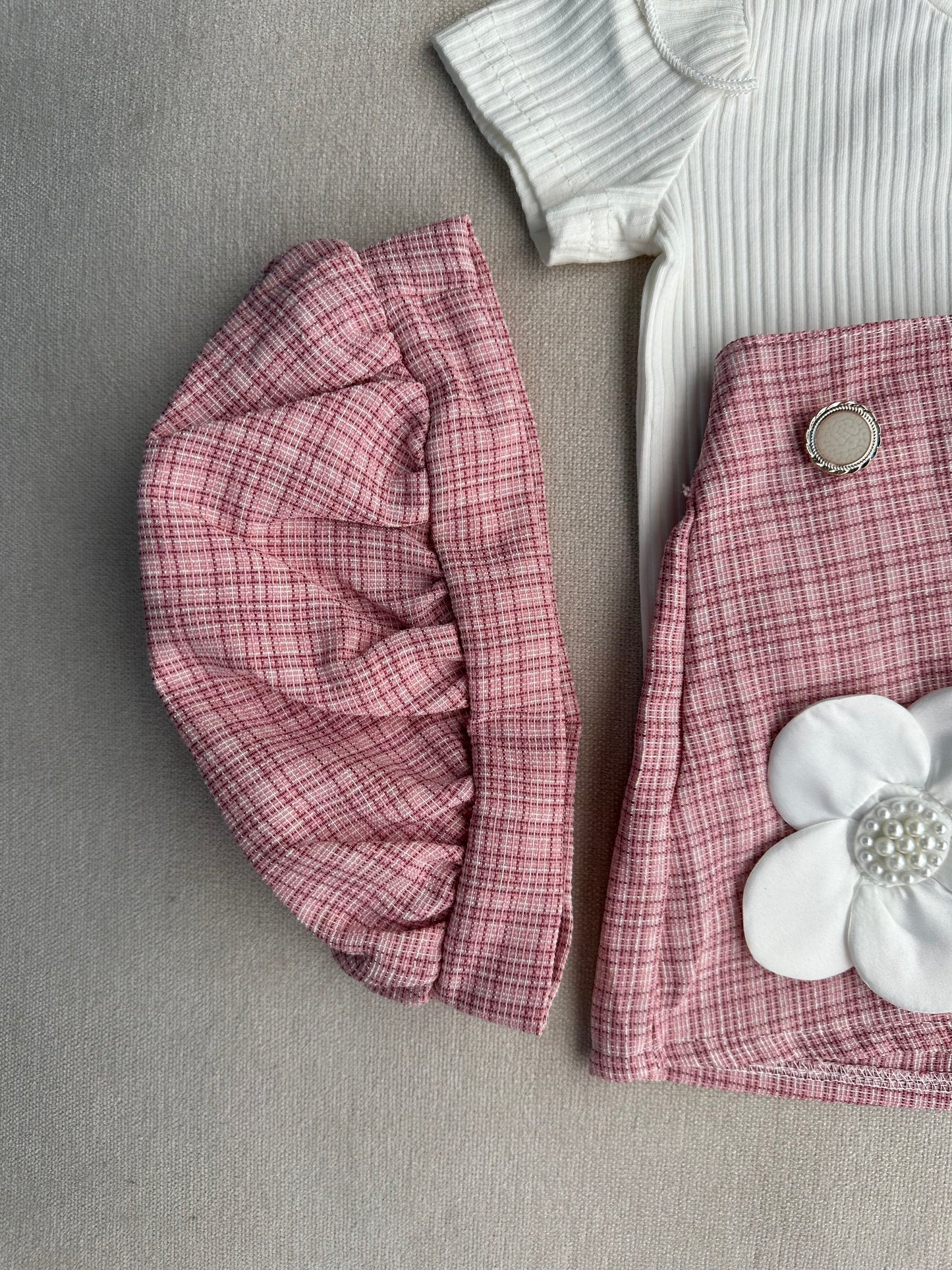 3D flower short skirt set