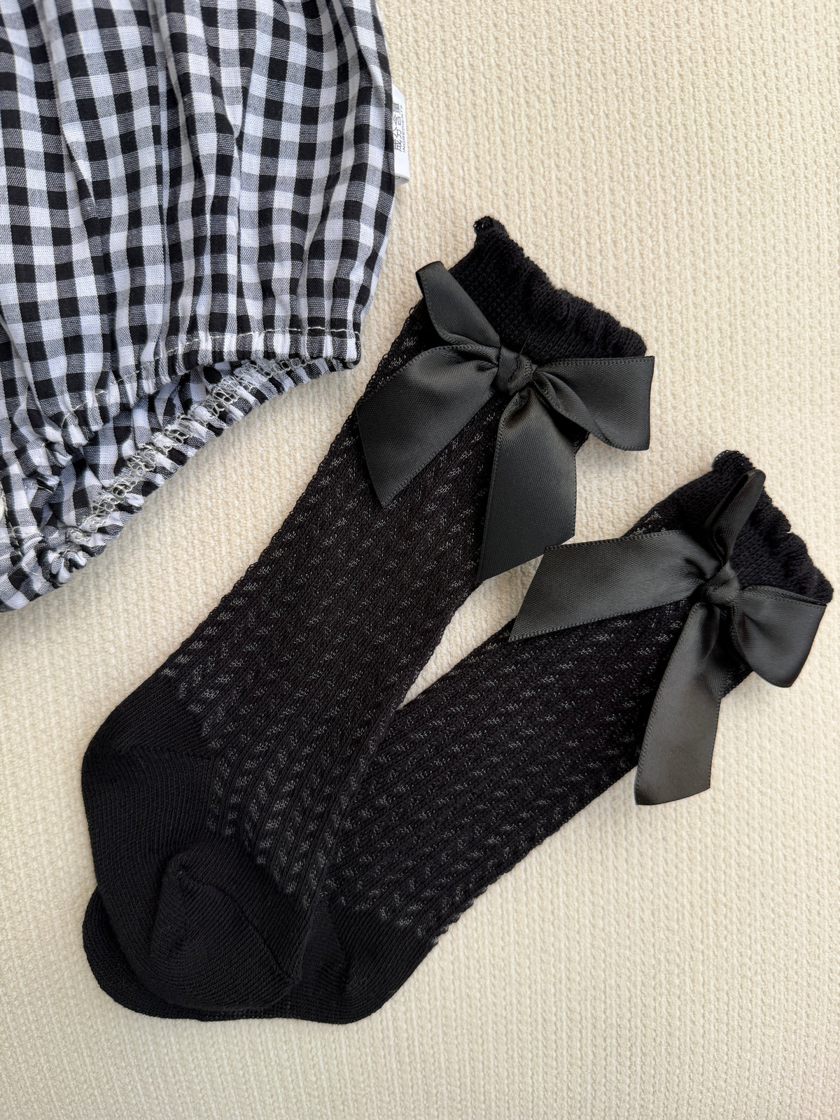 Black Gingham Princess romper set