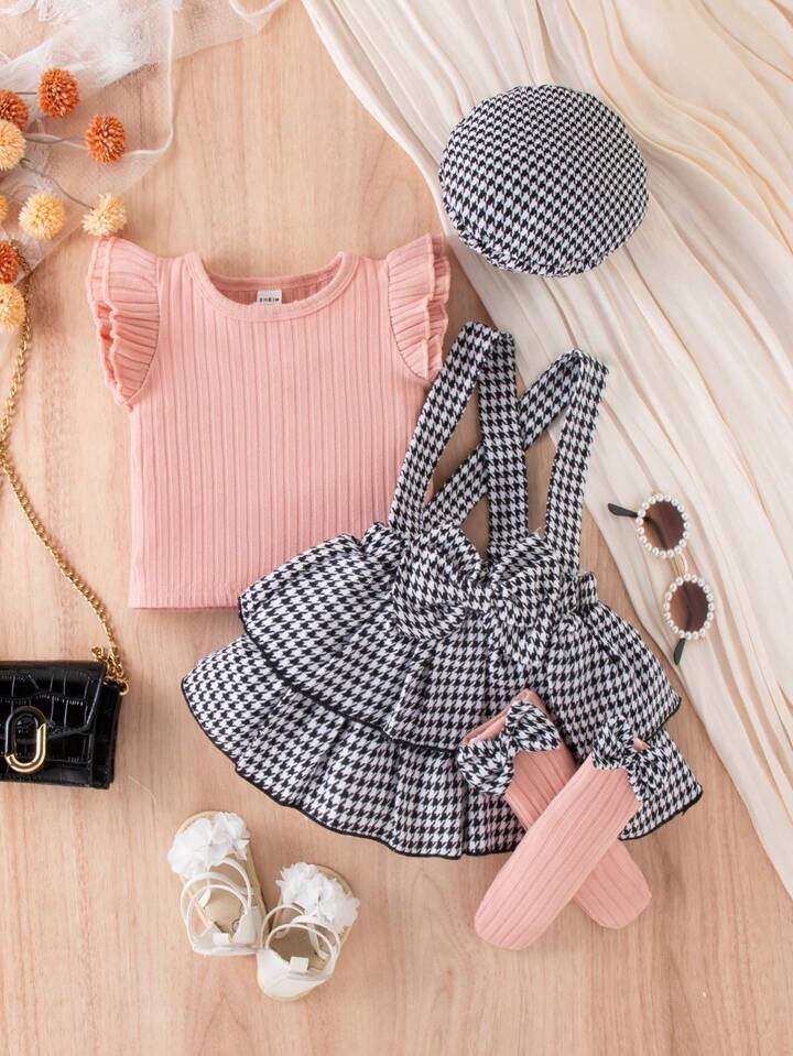 Skirt , top , hat , socks combo
