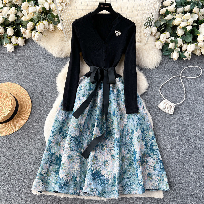 knitted & jacquard dress