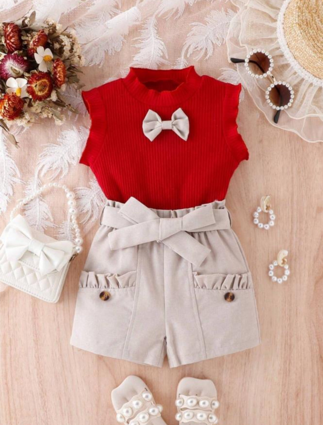 Pant , ribbon belt & top