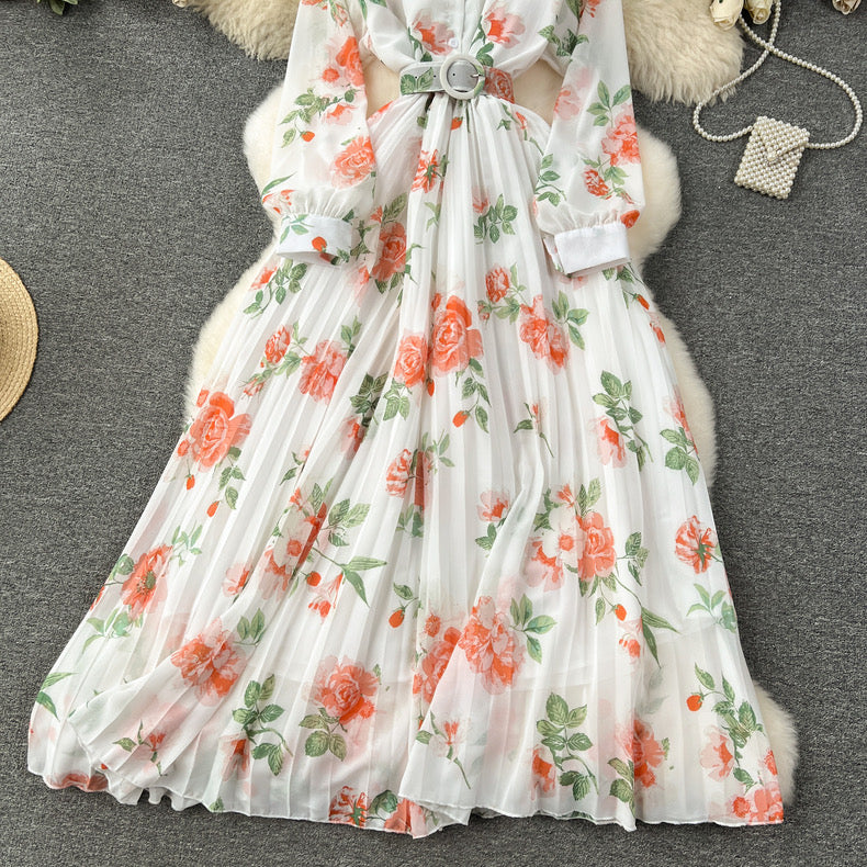 Floral chiffon georgette midi gown