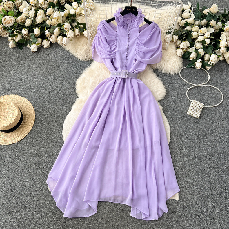 Light luxury gentle style hollow shawl sleeves fairy dress m9813