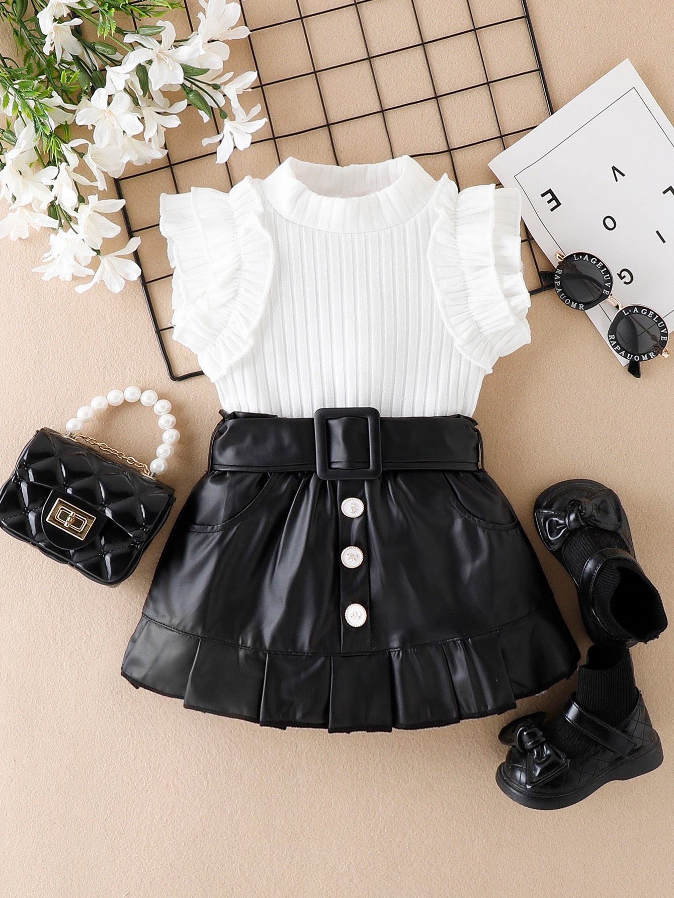 Baby summer 2 pieces suit (skirt top & belt)