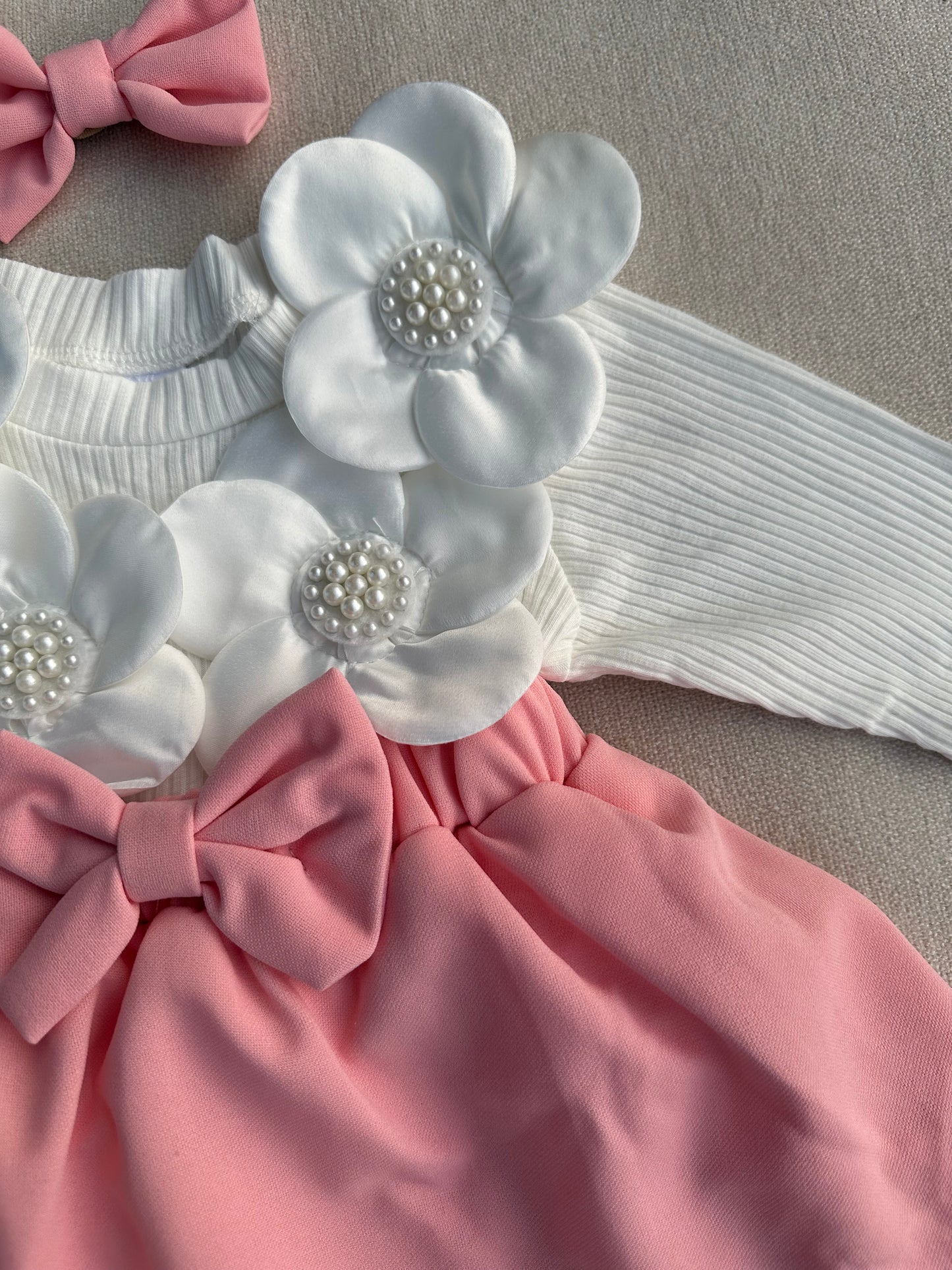 Cute 3D  Flower  romper with headband