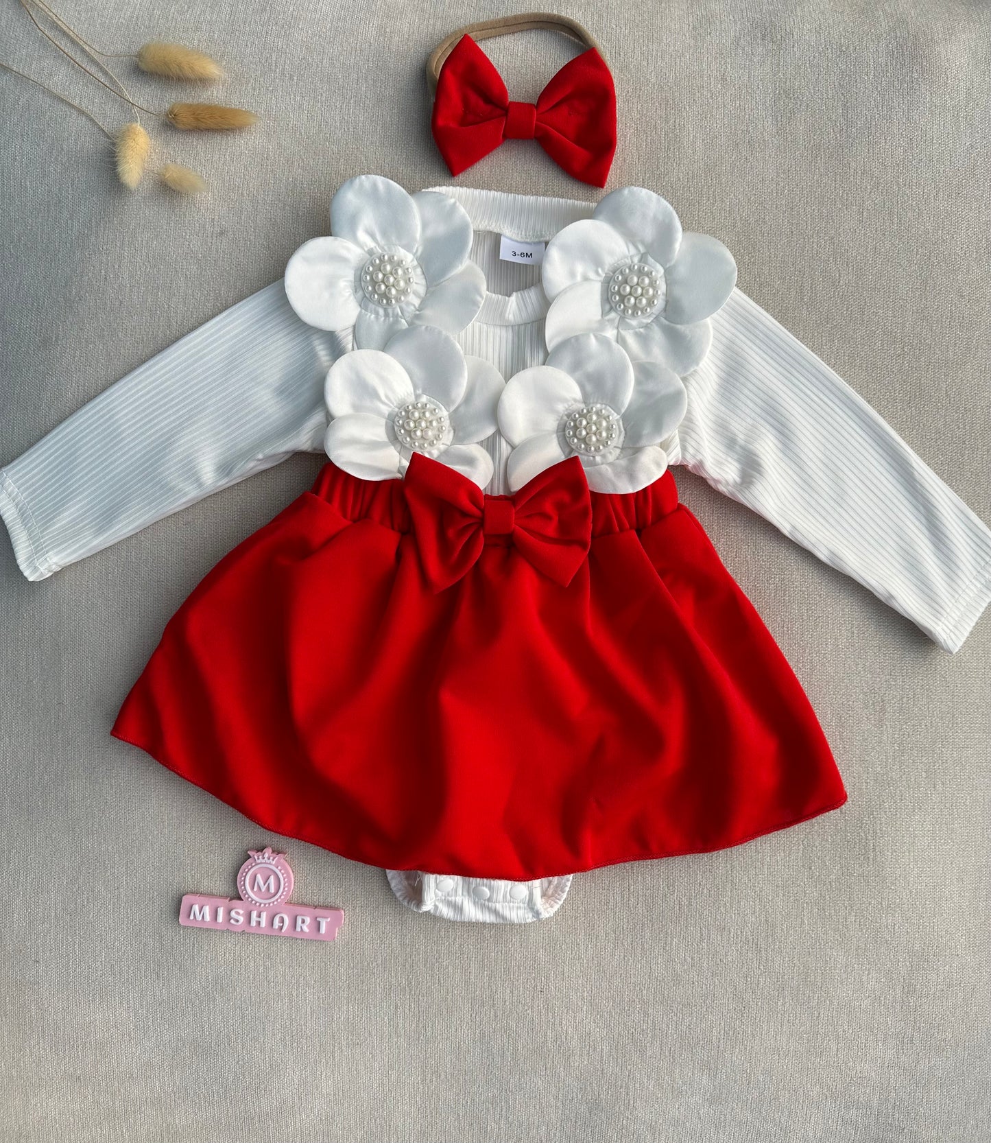 Cute 3D  Flower  romper with headband