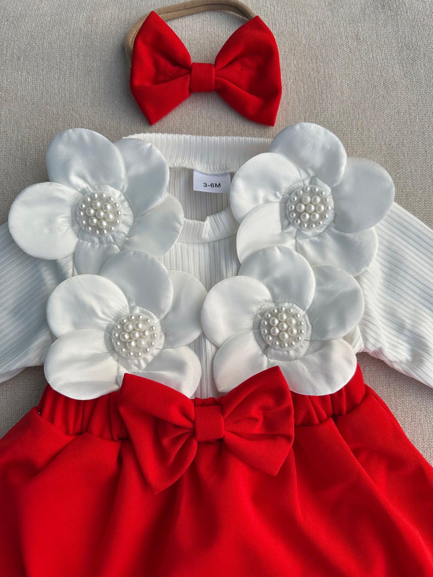 Cute 3D  Flower  romper with headband