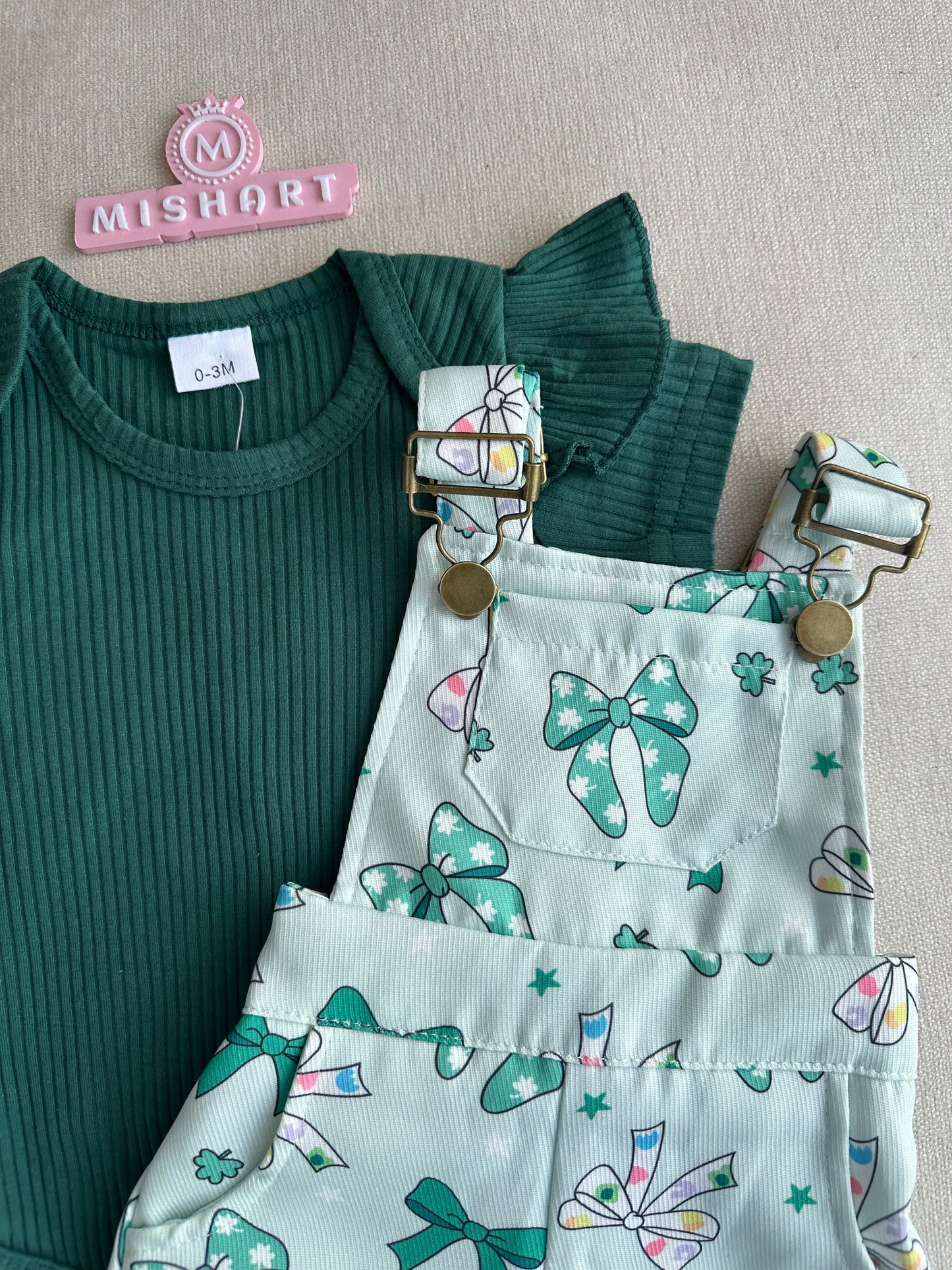 Emerald Bow Romper Set