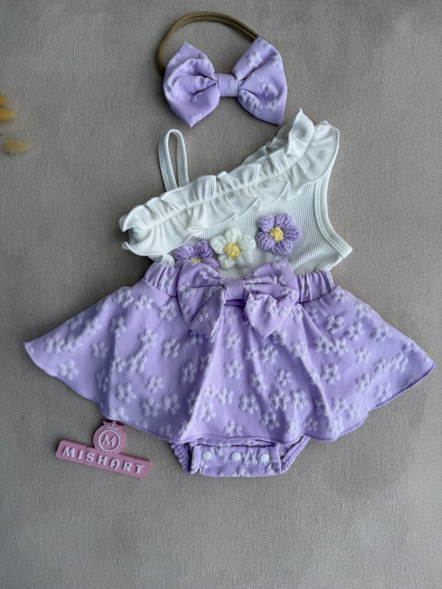 Lavender Floral Baby Girl Romper Set 💜