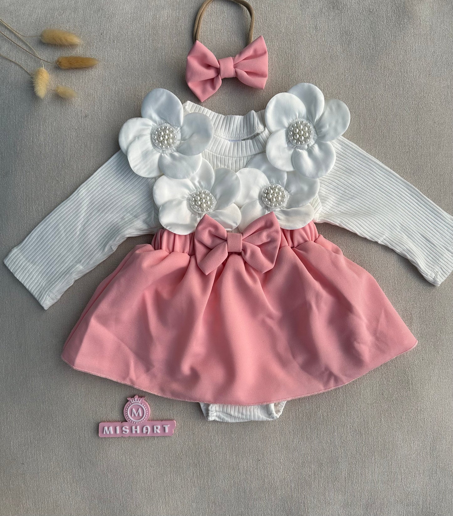 Cute 3D  Flower  romper with headband