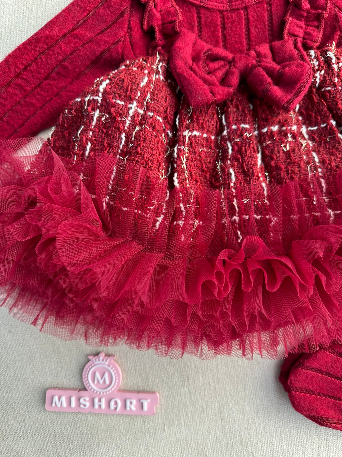 Beautiful velvet tweed dress set for baby