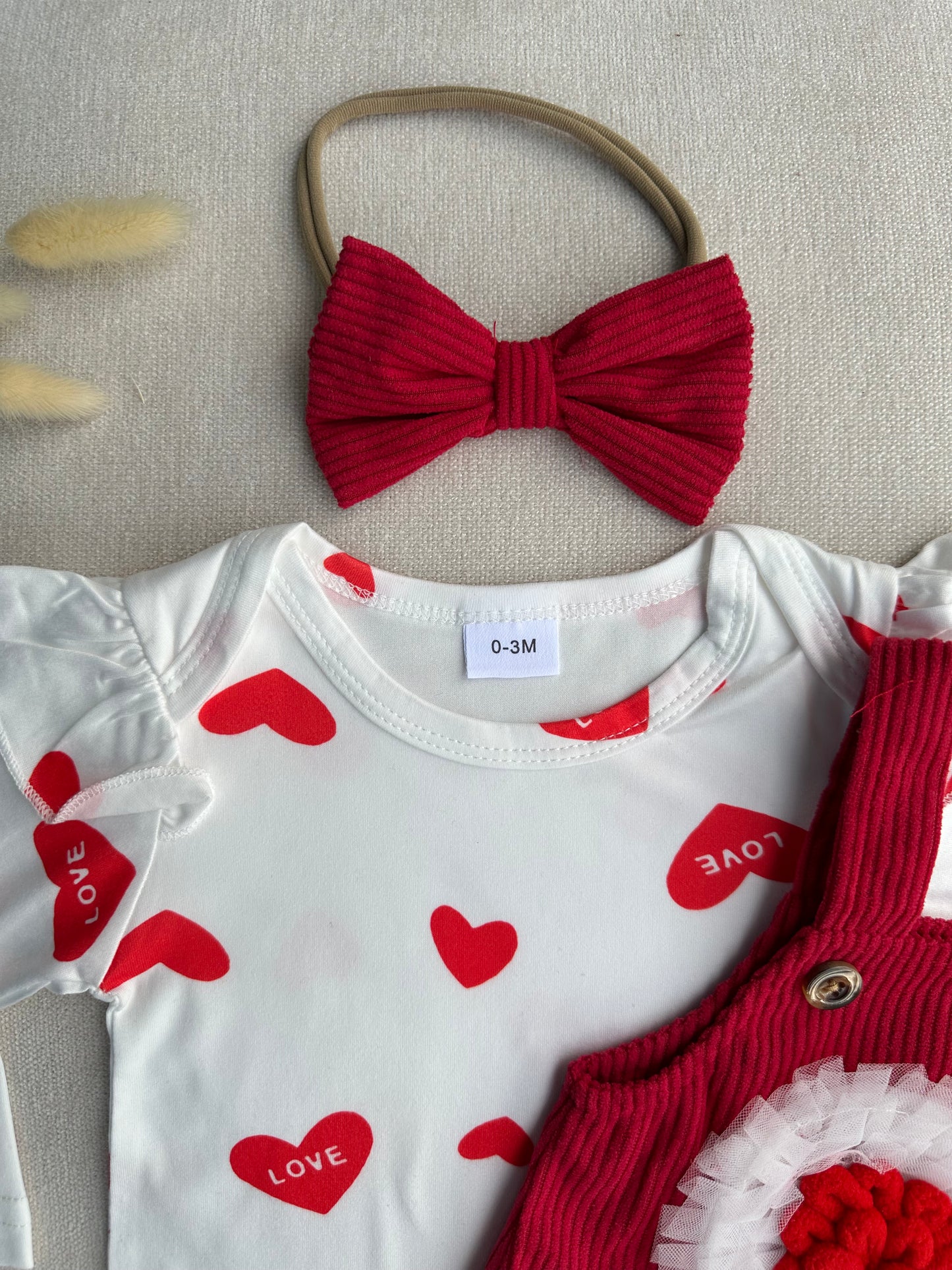 Cute love shape romper with headband