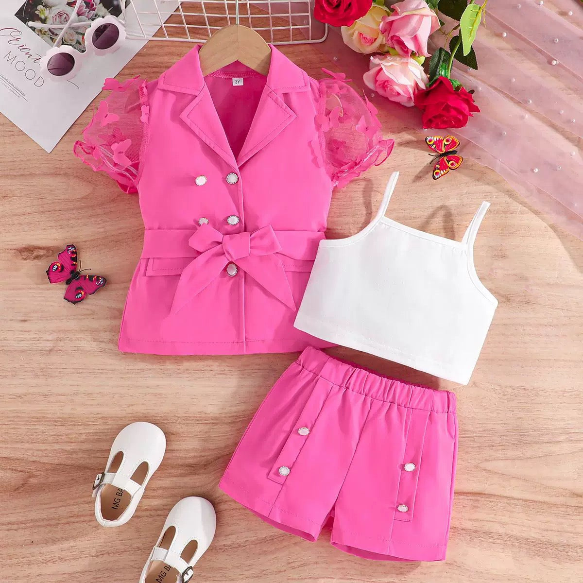Baby coat pant & tanktop combo
