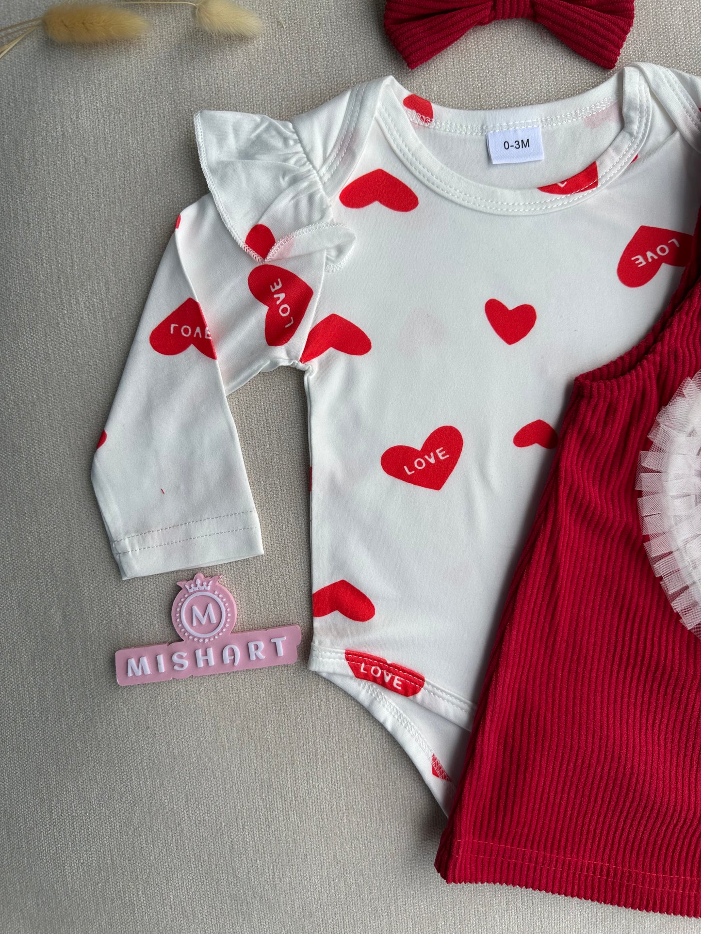 Cute love shape romper with headband