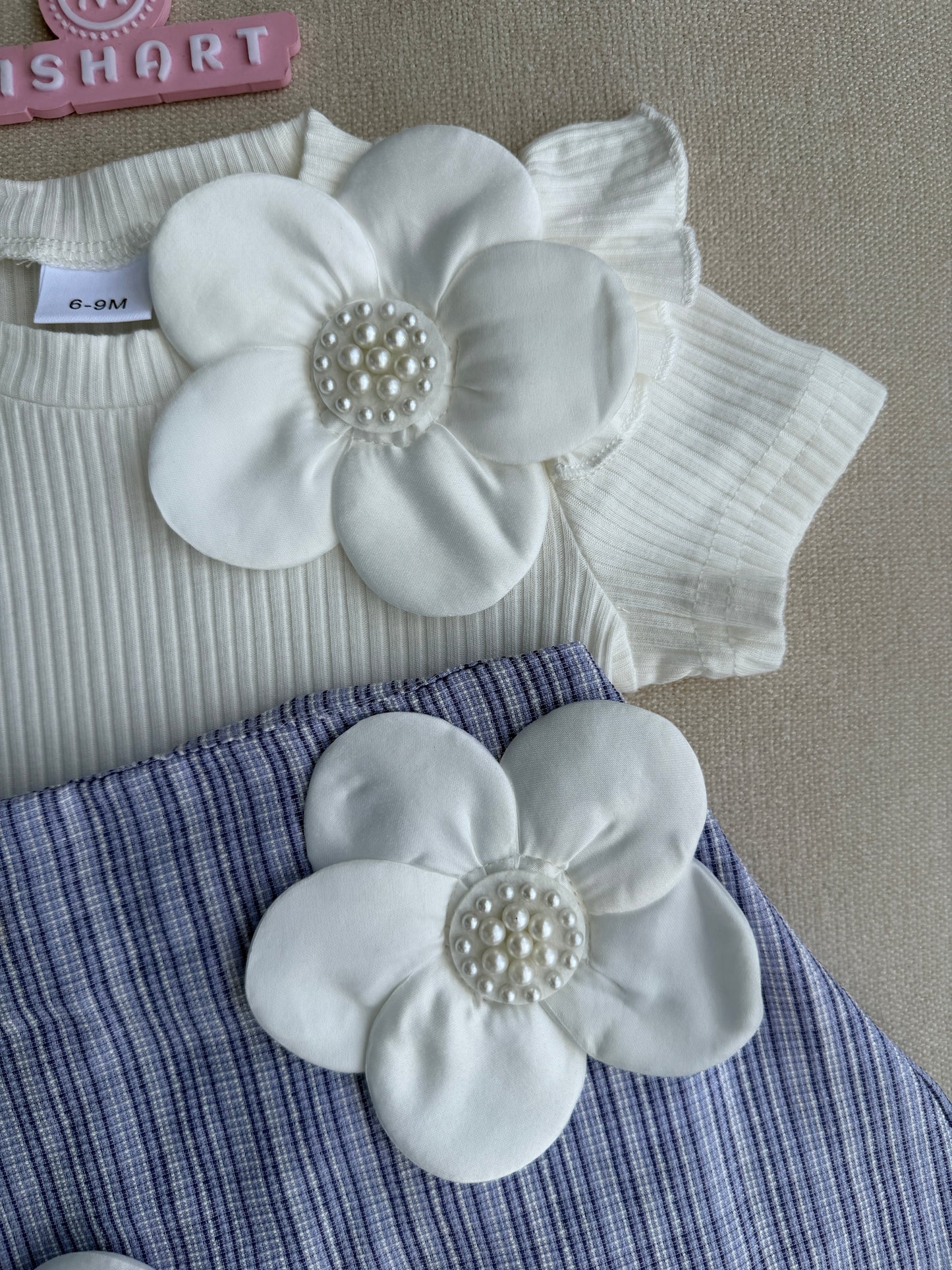 3D flower short skirt set