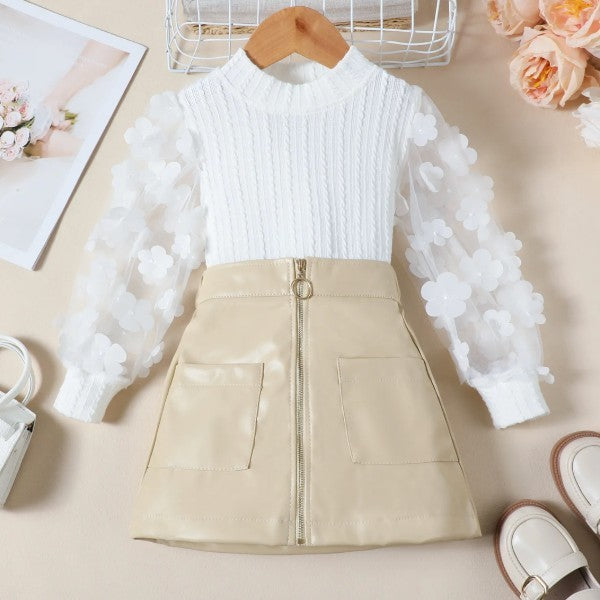 Leather skirt & top set