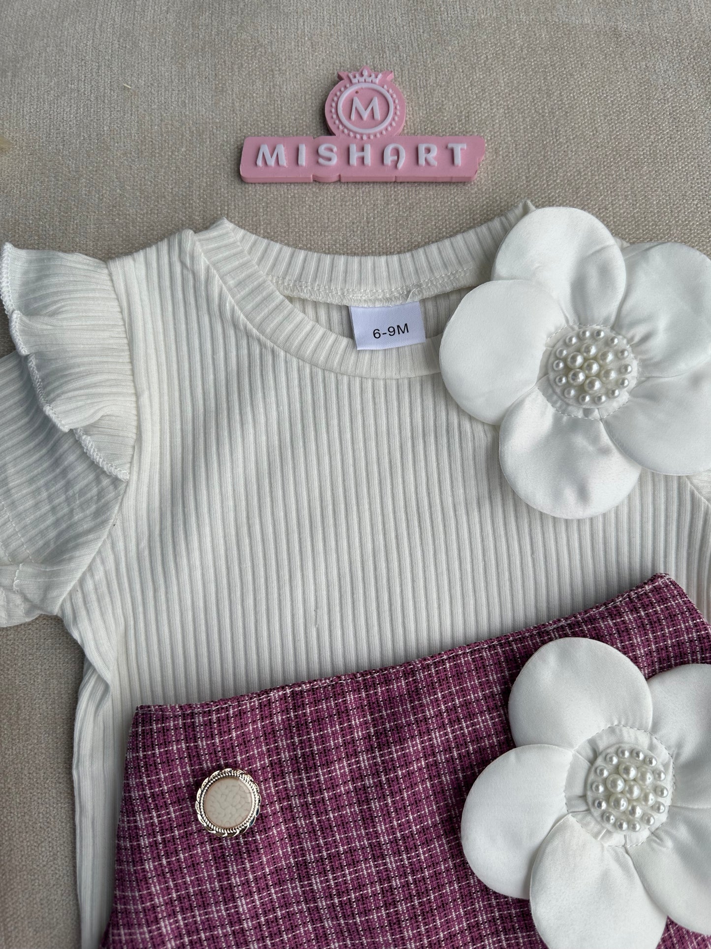 3D flower short skirt set
