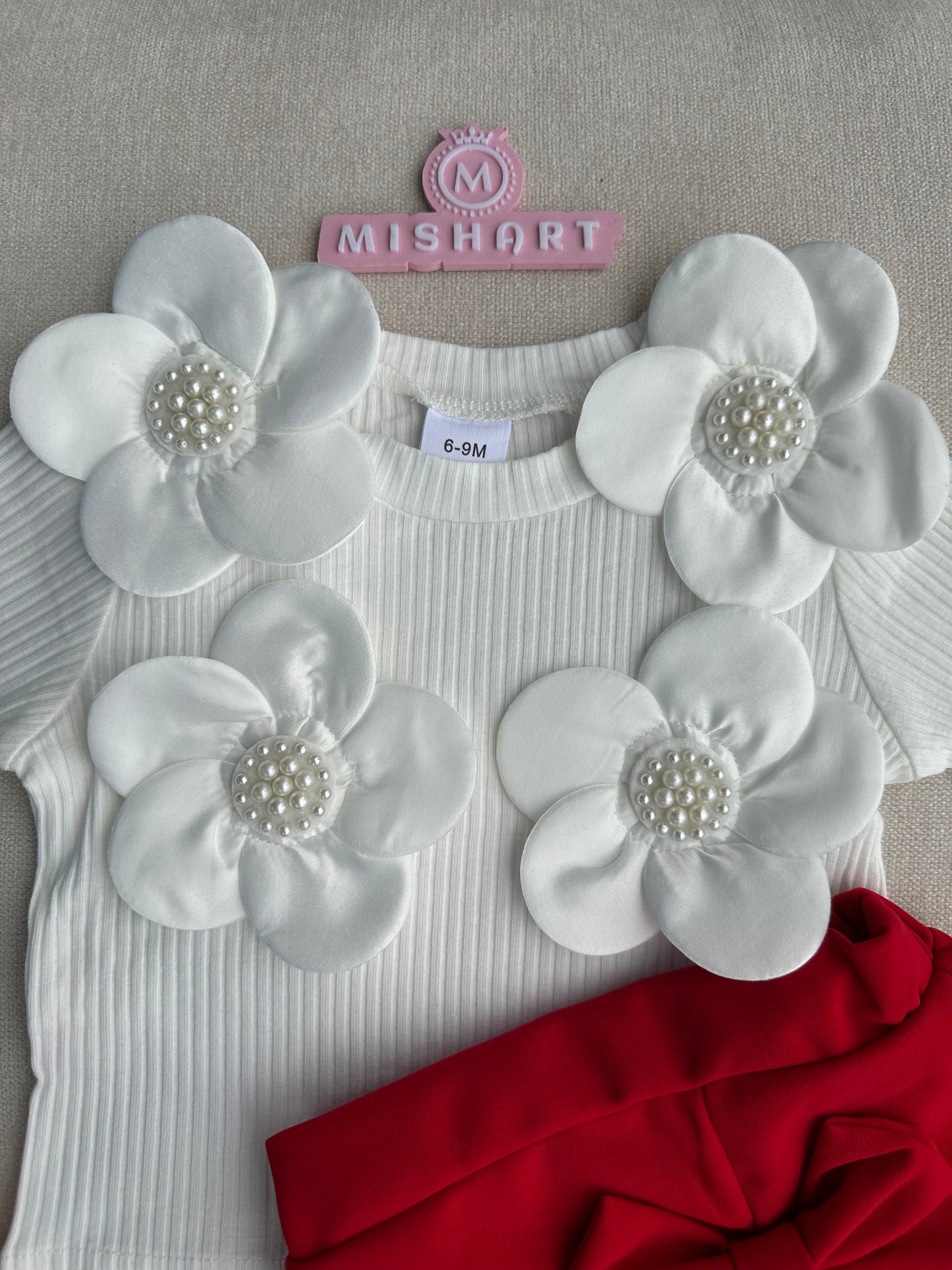 3D flower top & skirt with hat set