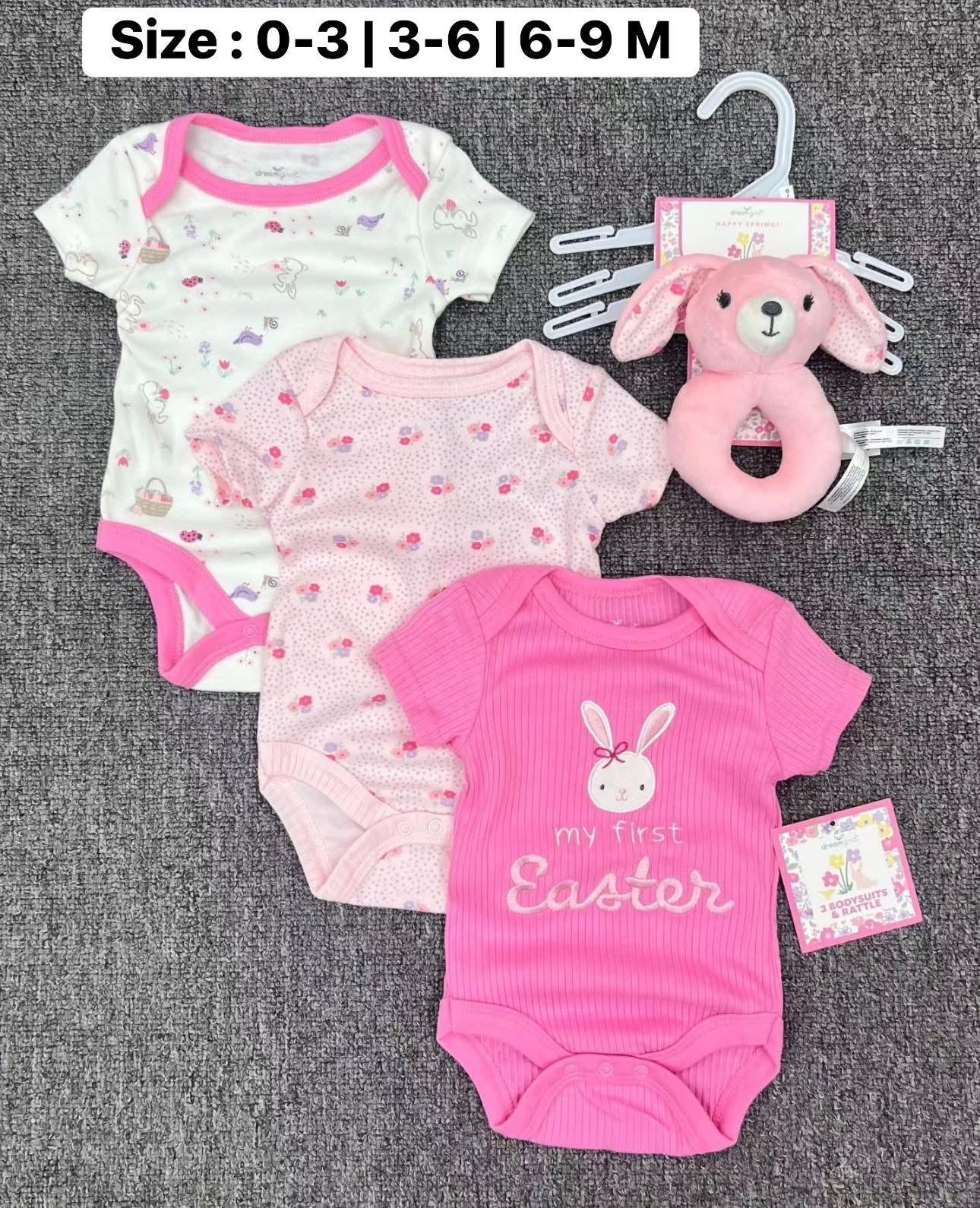 3pcs romper + 1 toy imported romper set for babies