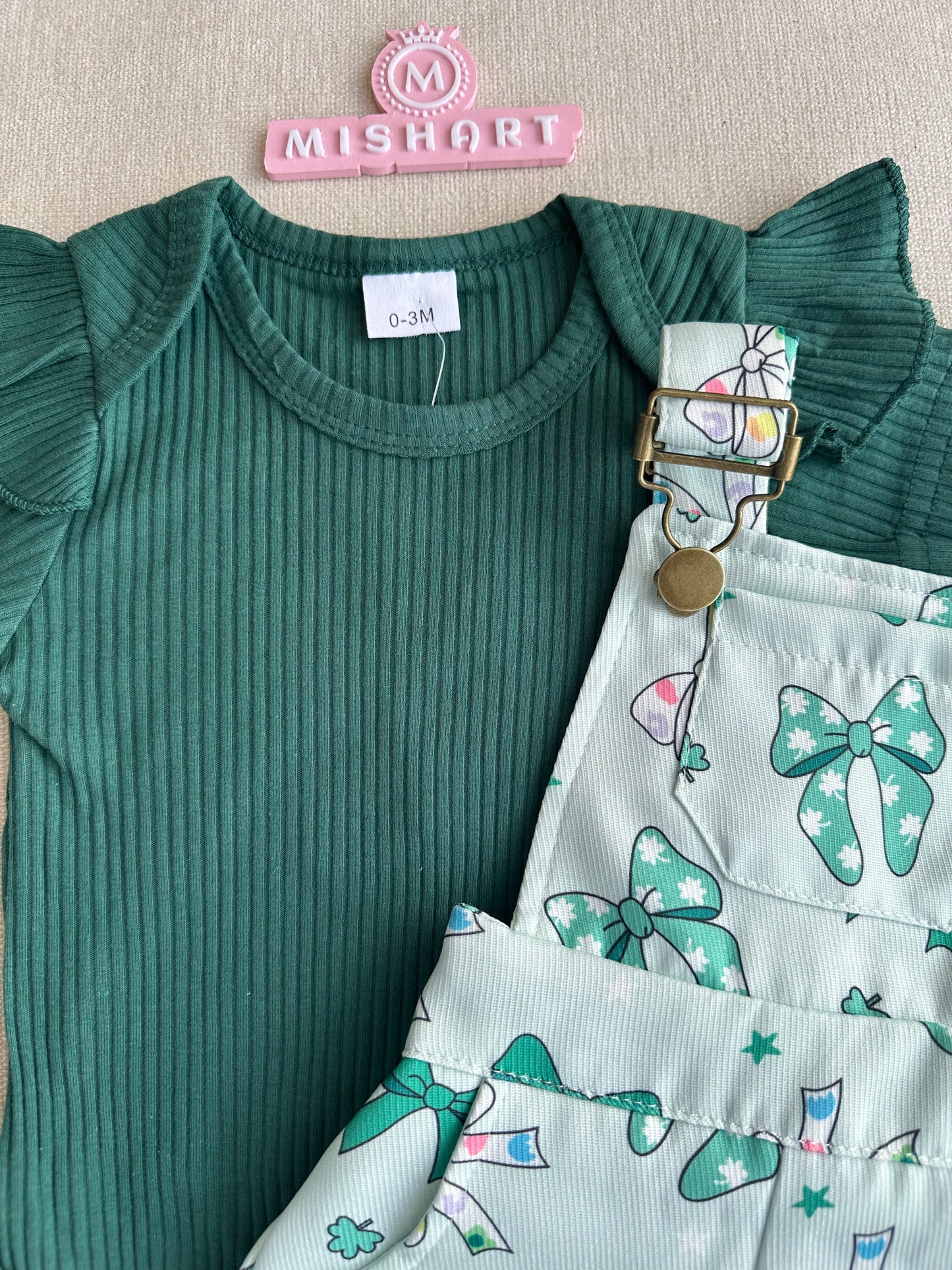 Emerald Bow Romper Set