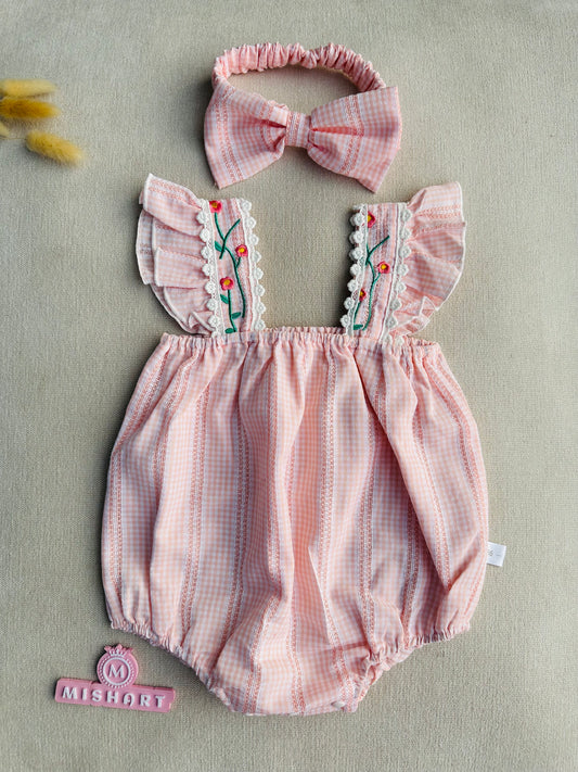 Embroidery romper & headband set