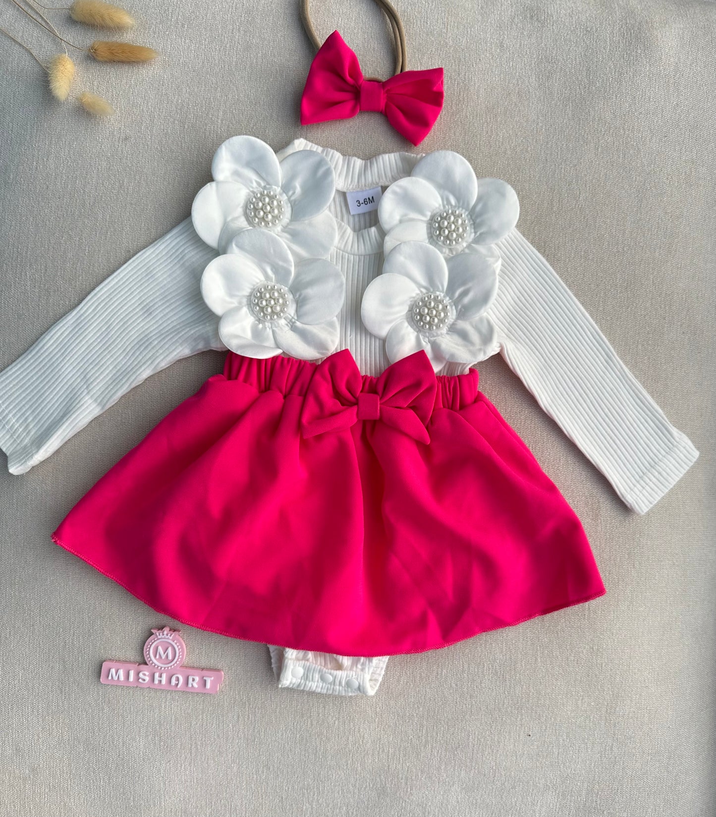 Cute 3D  Flower  romper with headband