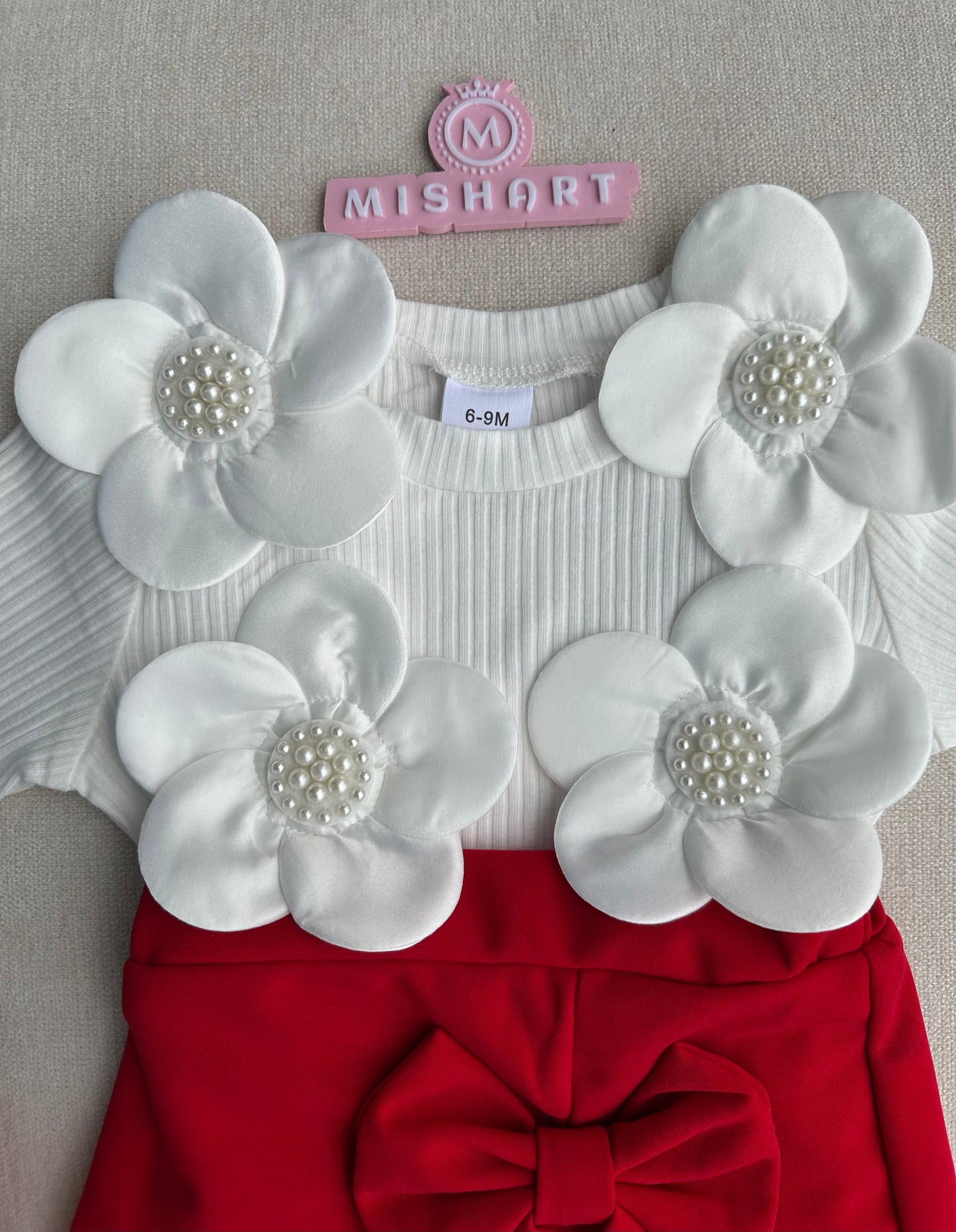 3D flower top & skirt with hat set