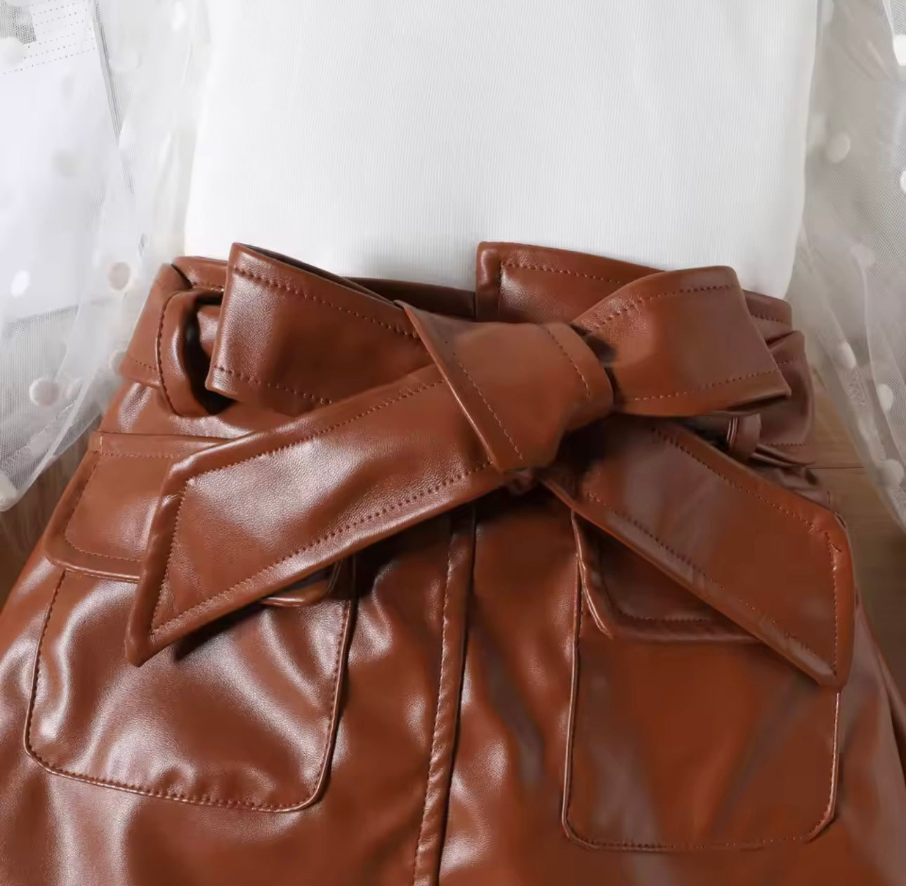 Leather skirt & top set