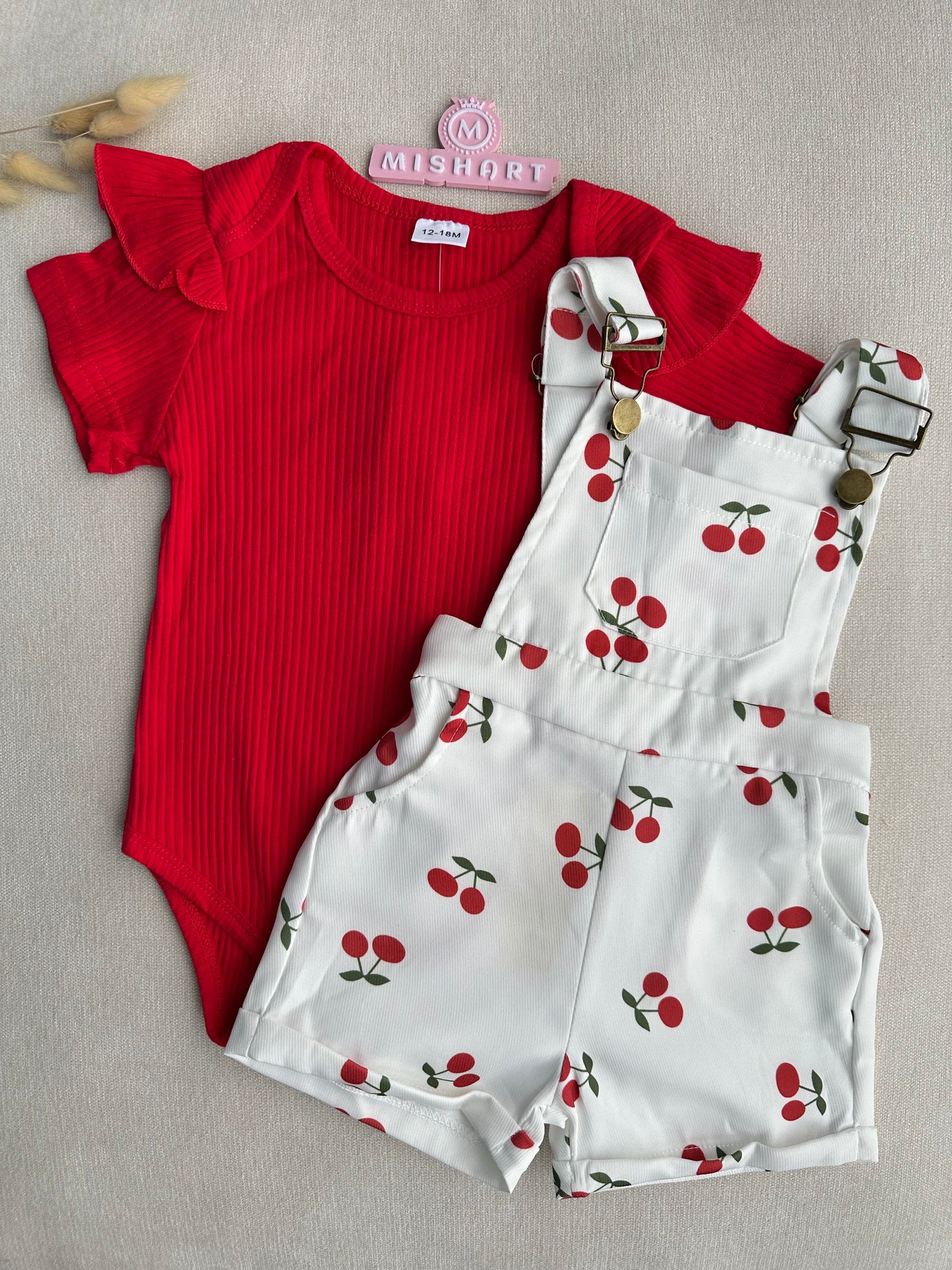 Cherry red romper set