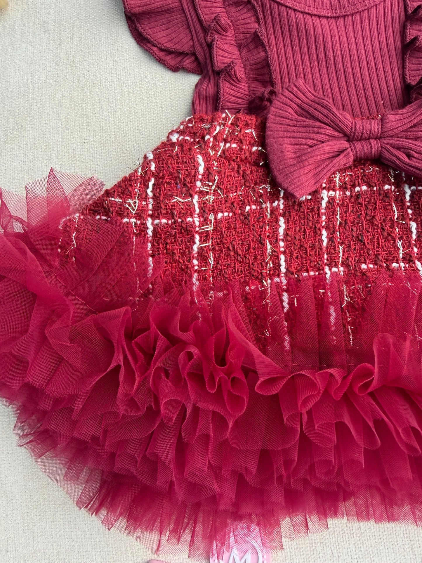 Berry Royale Ruffle Dress with socks