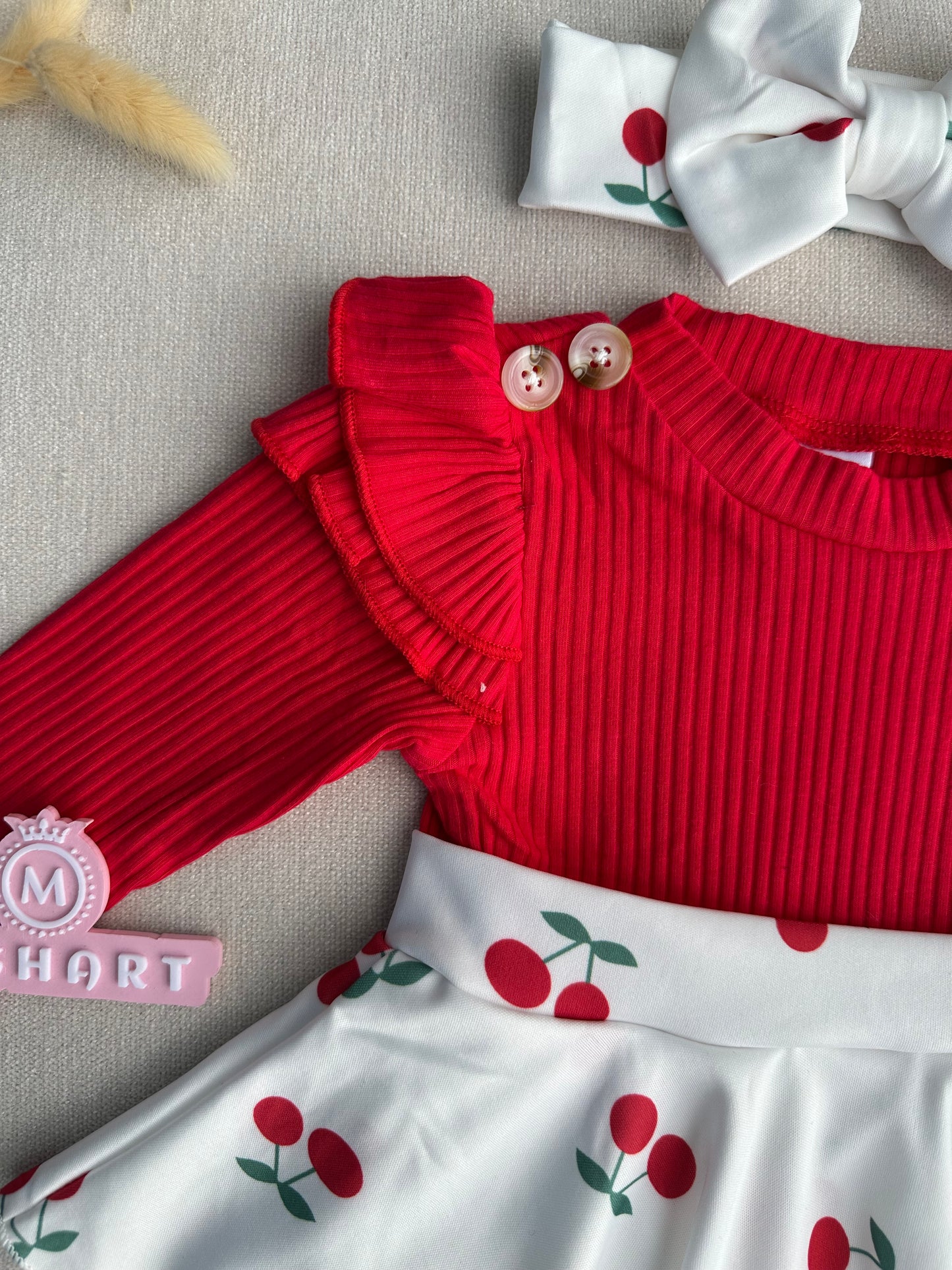 Cute cherry dress with socks & headband