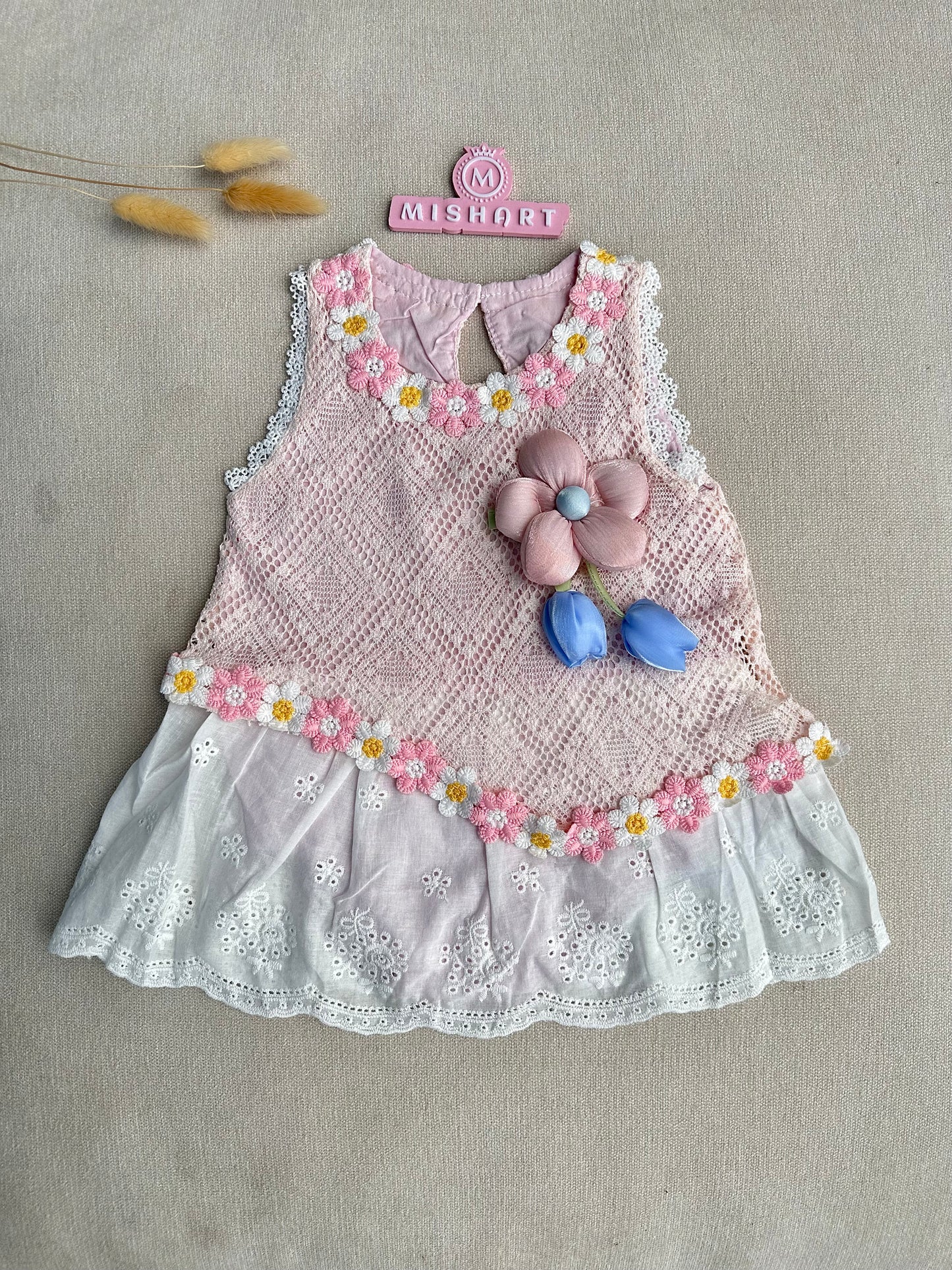 Blush tulip romper dress