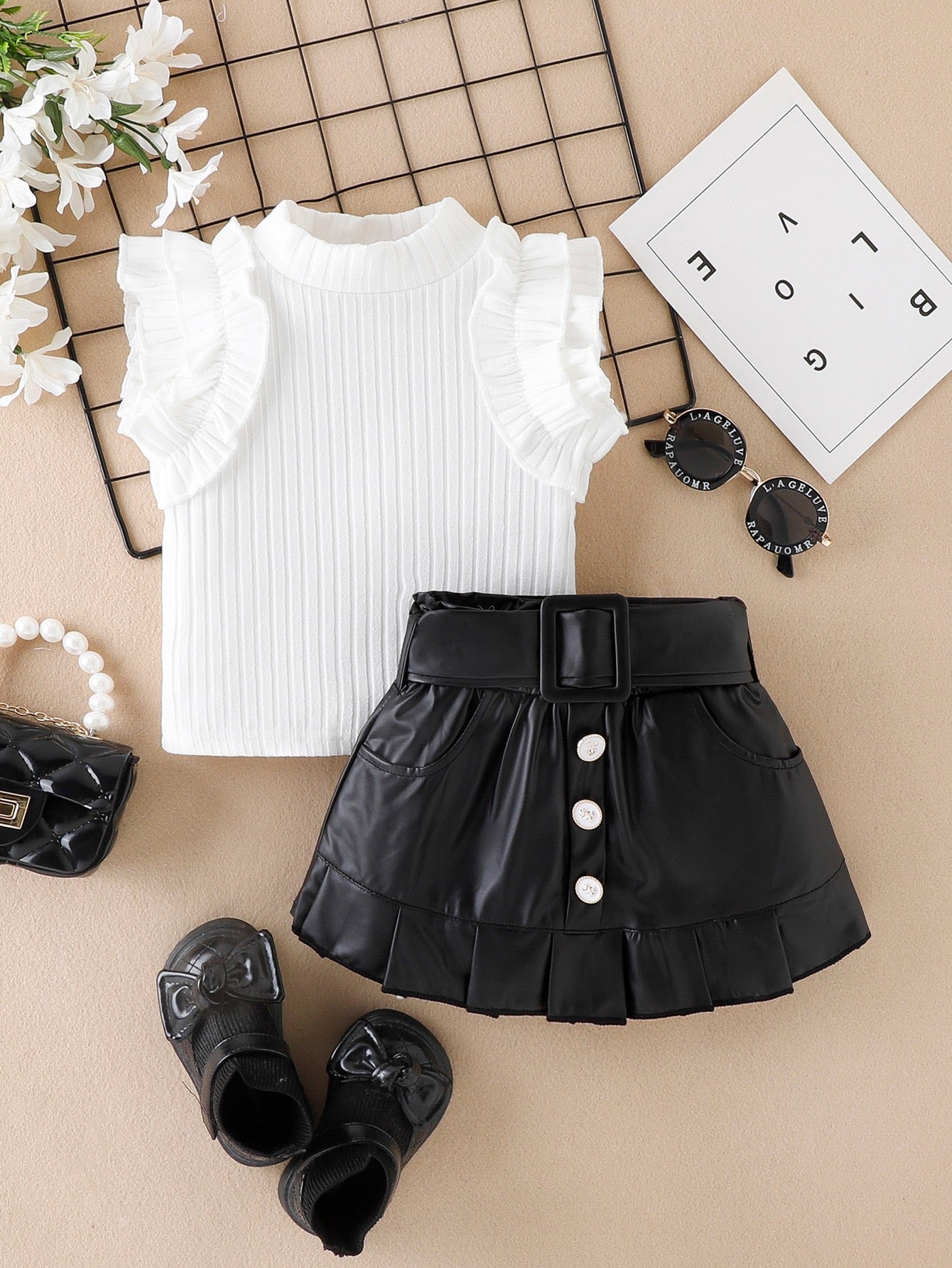 Baby summer 2 pieces suit (skirt top & belt)