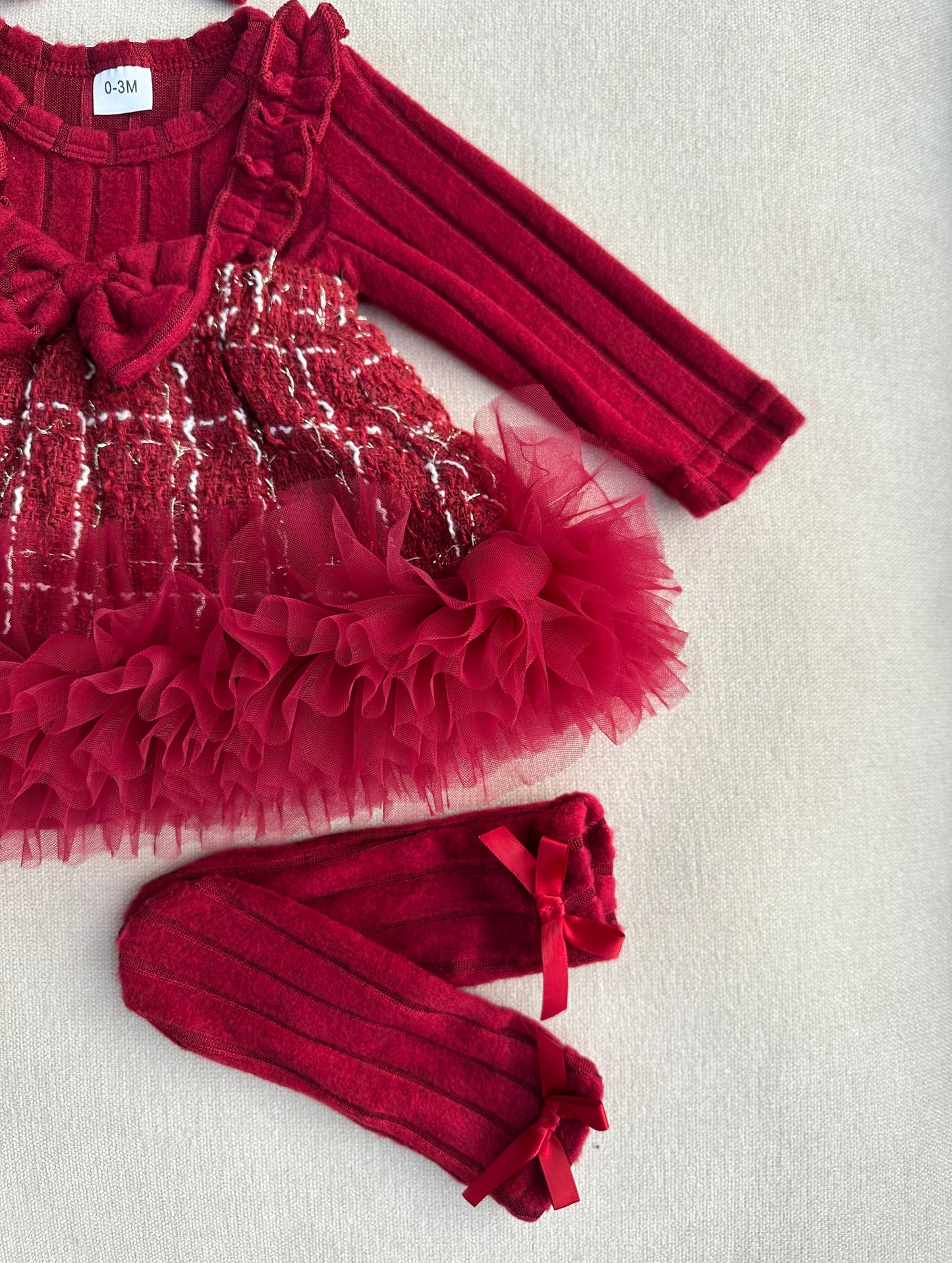 Beautiful velvet tweed dress set for baby