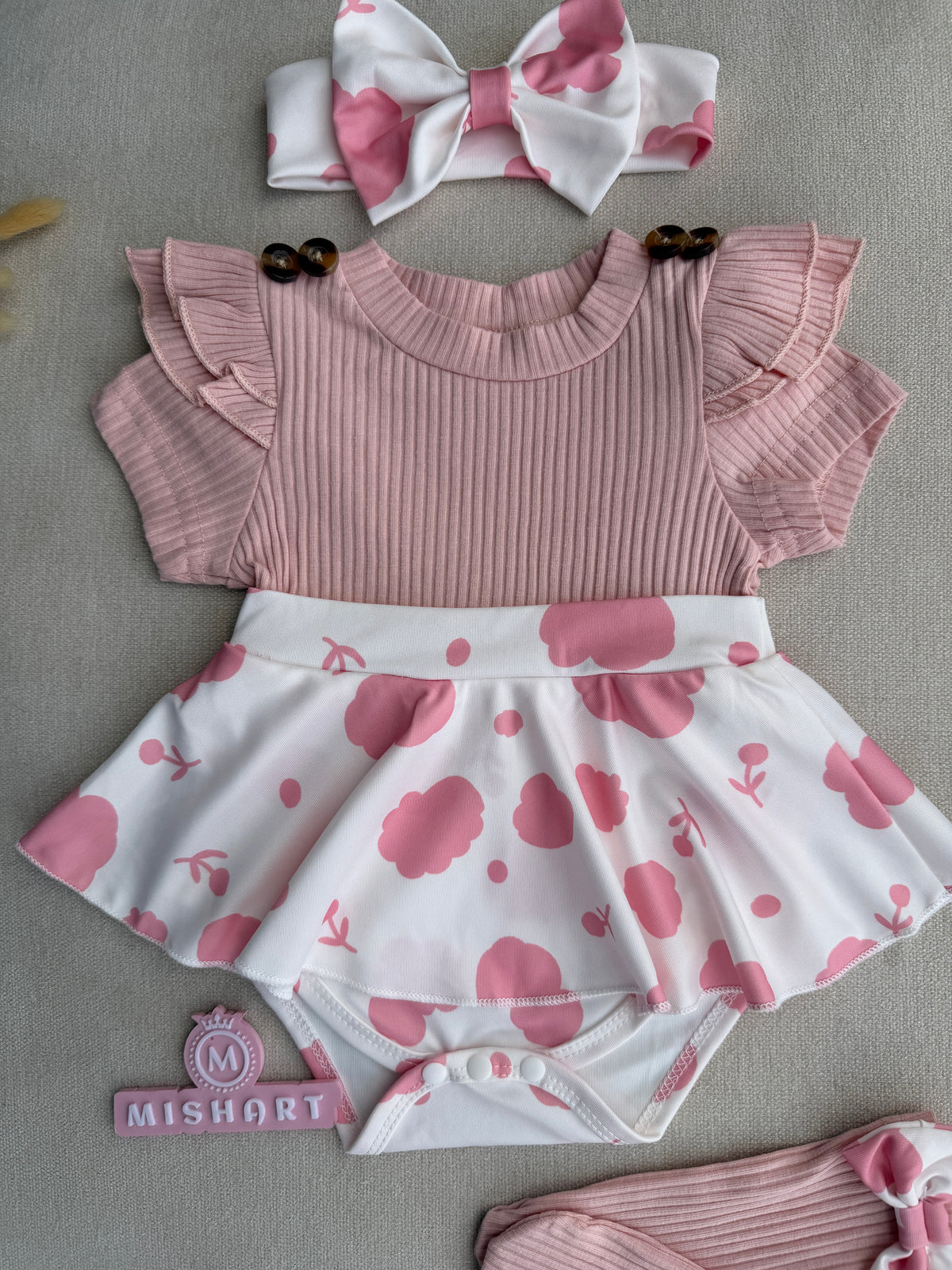 Pink Floral Baby Romper Set 🌸