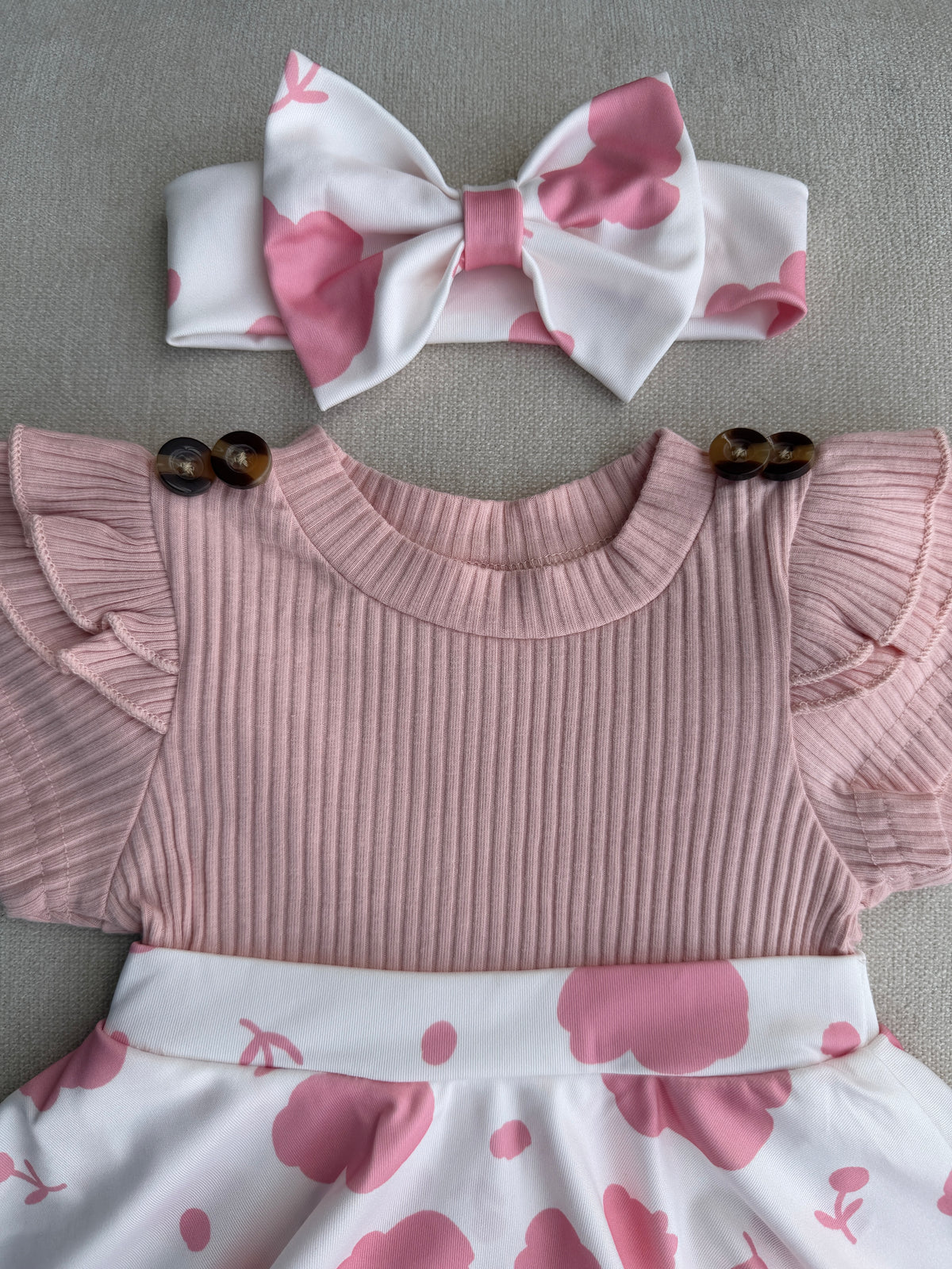 Pink Floral Baby Romper Set 🌸