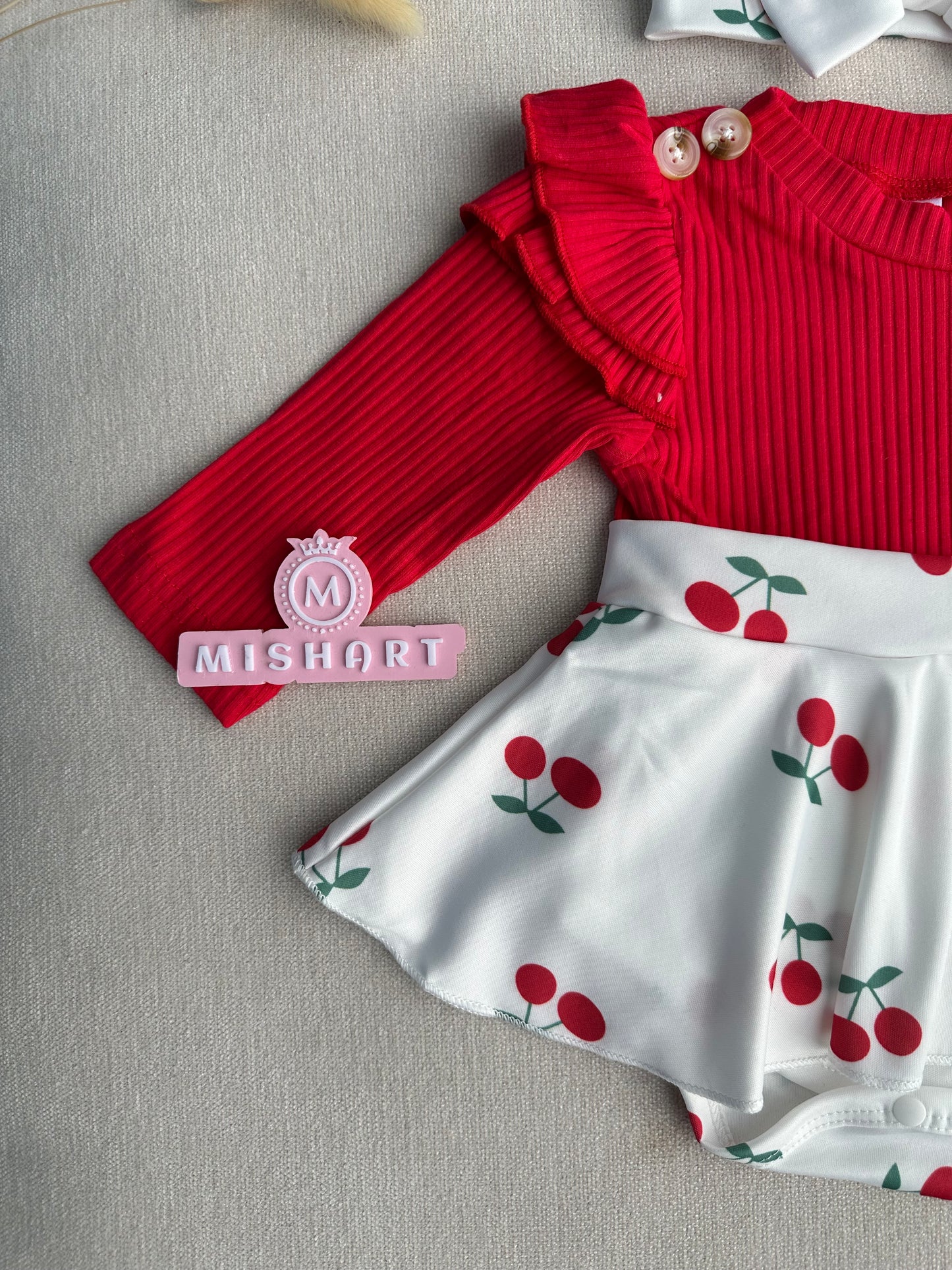Cute cherry dress with socks & headband