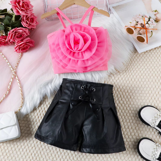 Flower top & leather