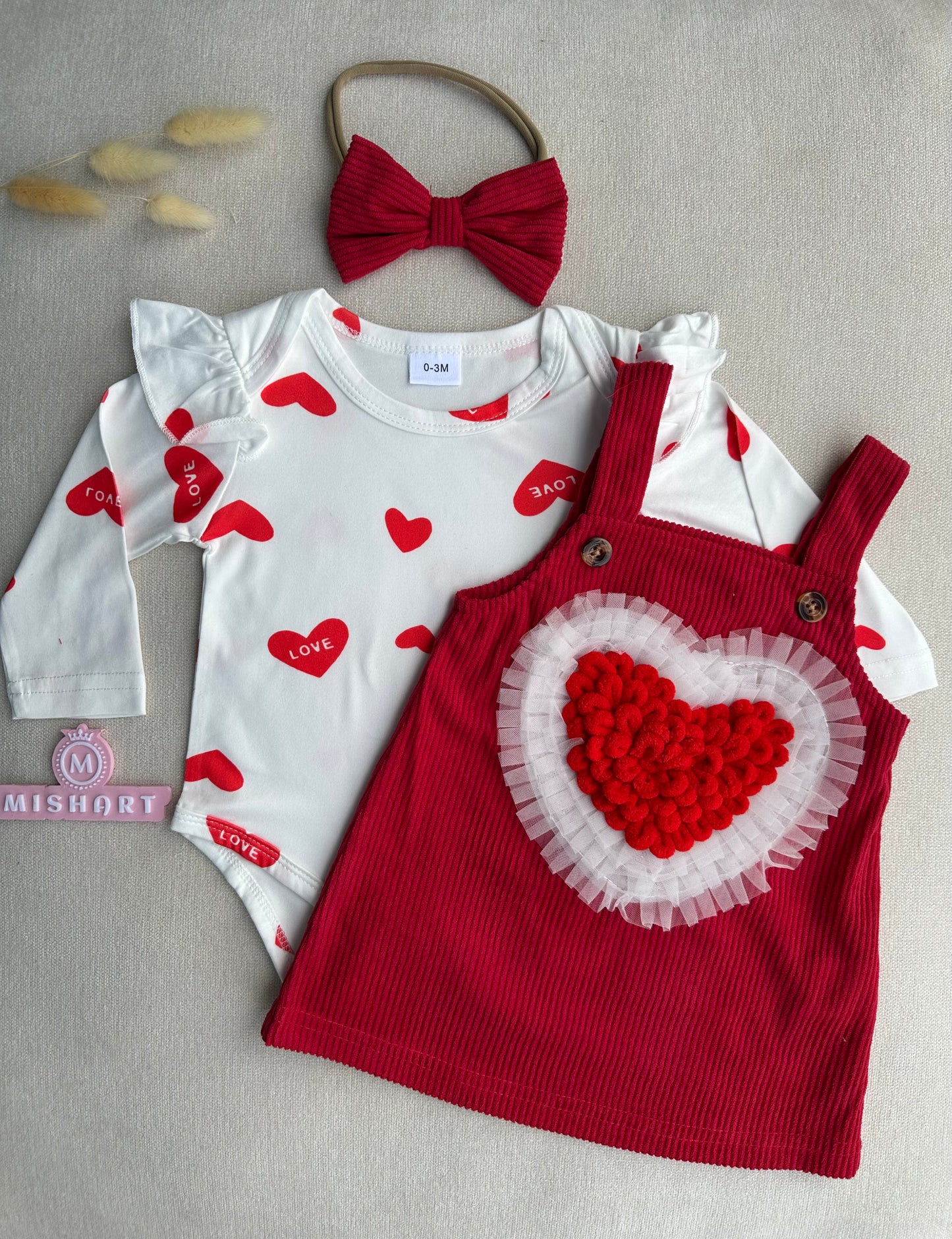Cute love shape romper with headband