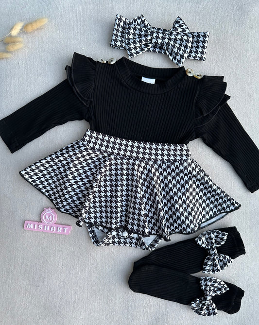 Exclusive black romper set with socks & headband