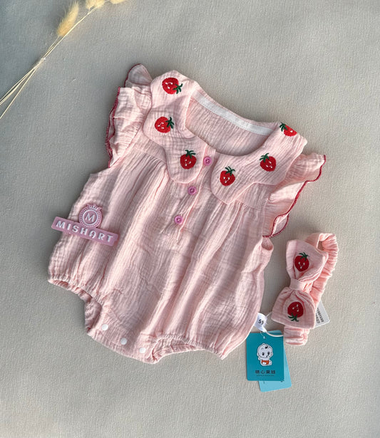 Organic cotton romper with headband
